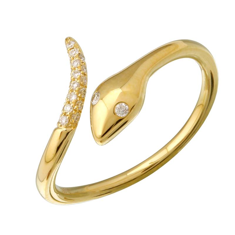 Snake ring with diamond eyes