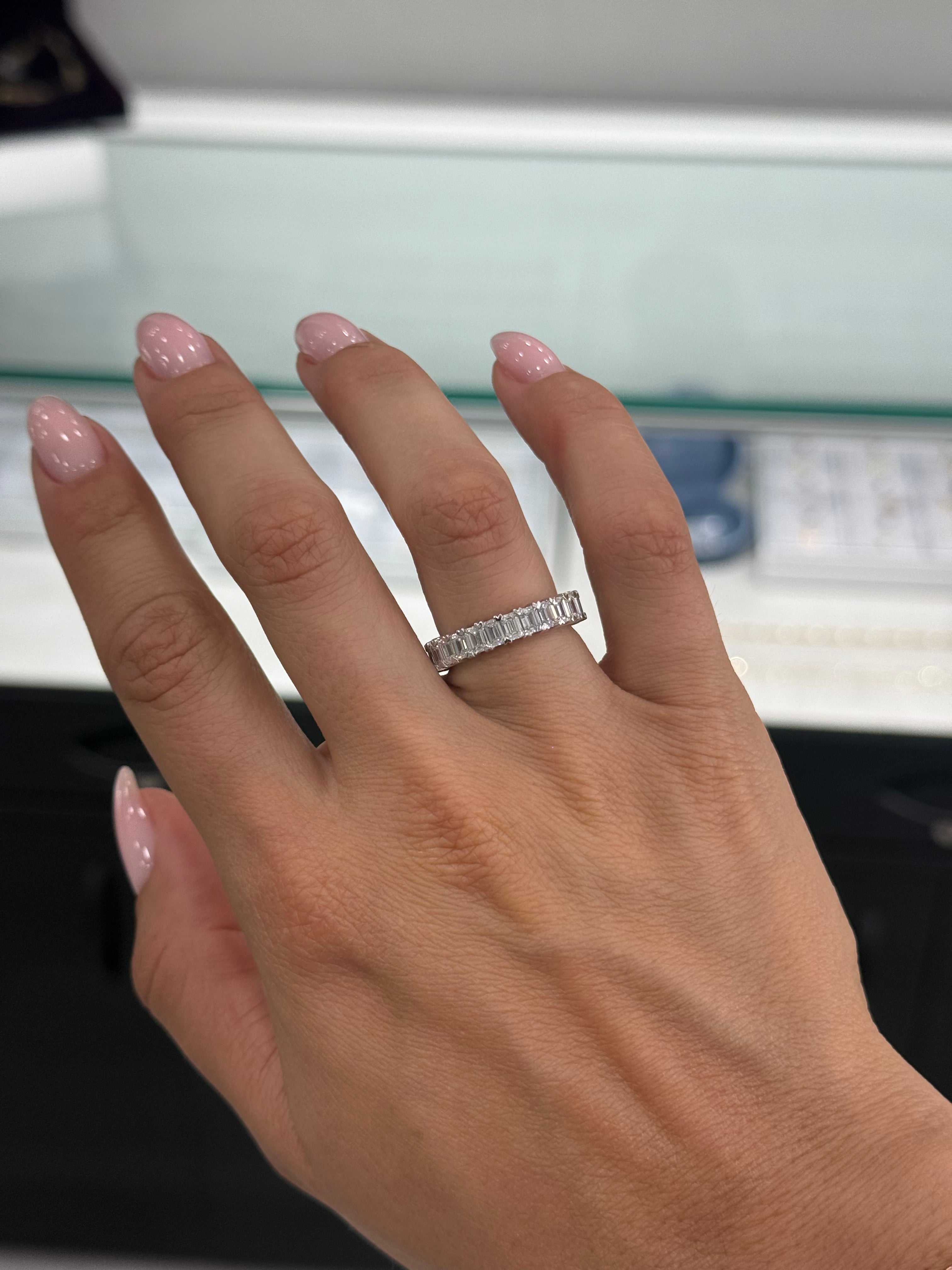 Heart Prong Emerald Diamond Eternity Band