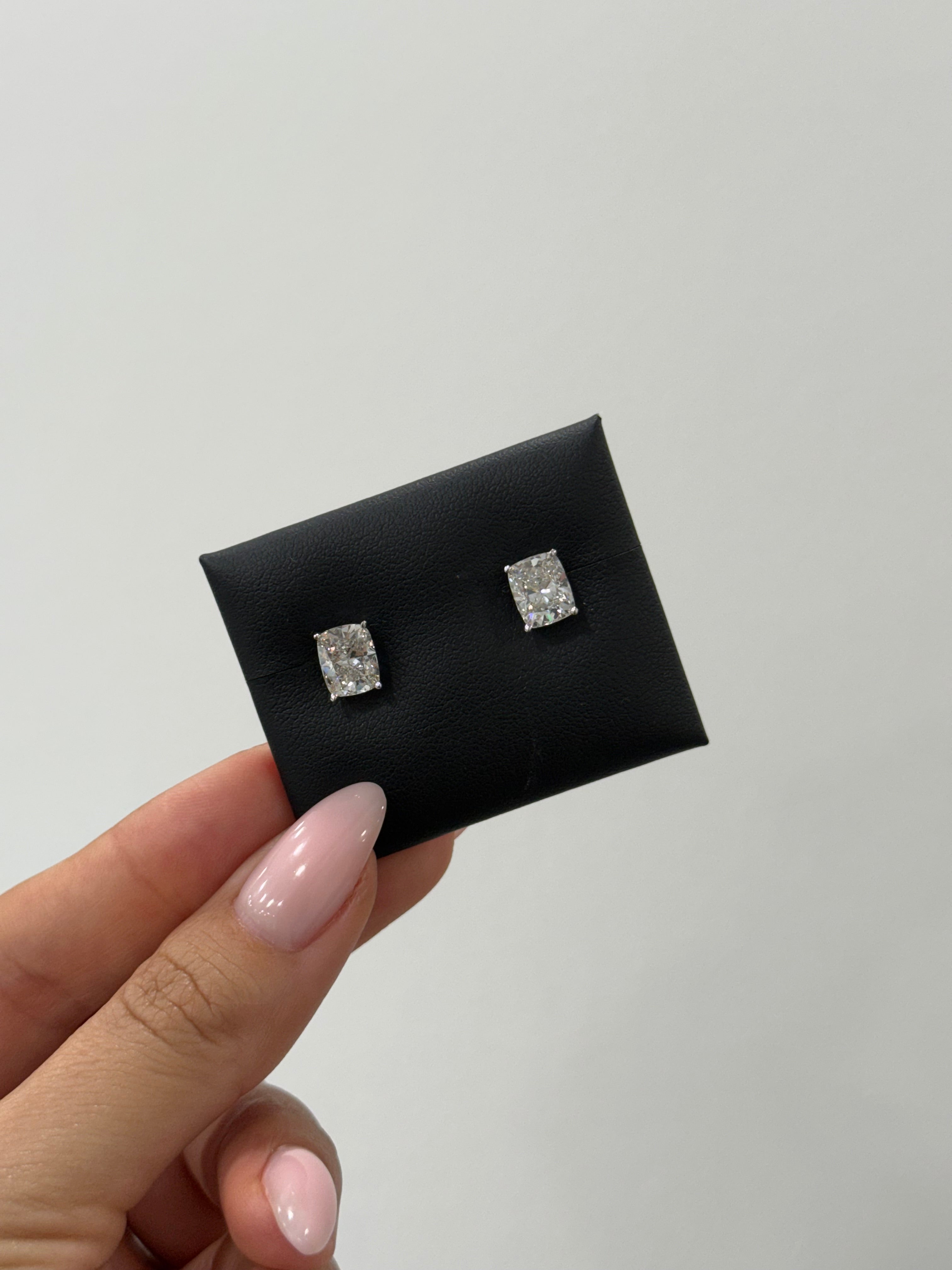 4.07ct Elongated Cushion Lab Diamond Studs