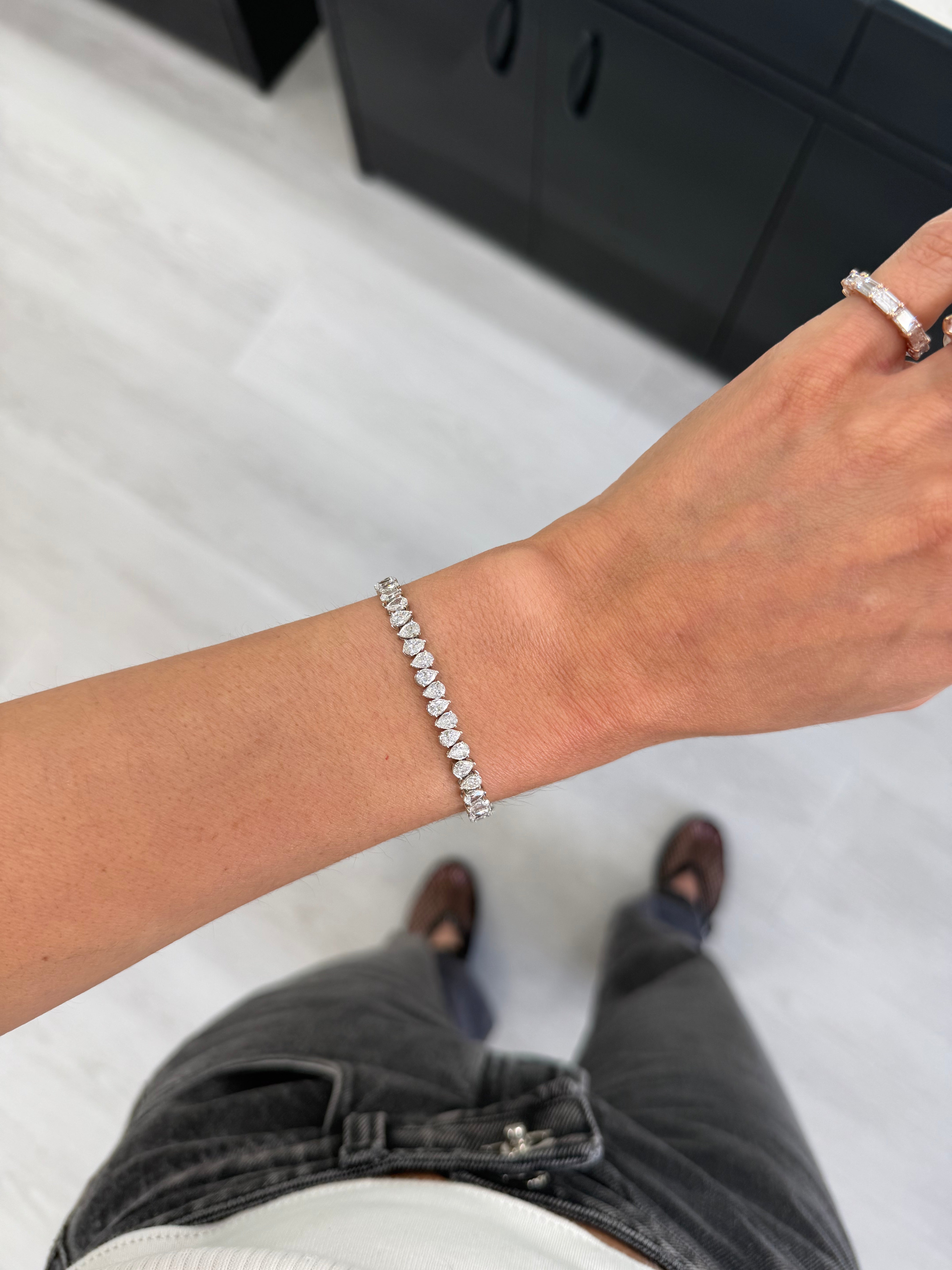 Lab Pear Tennis Bracelet