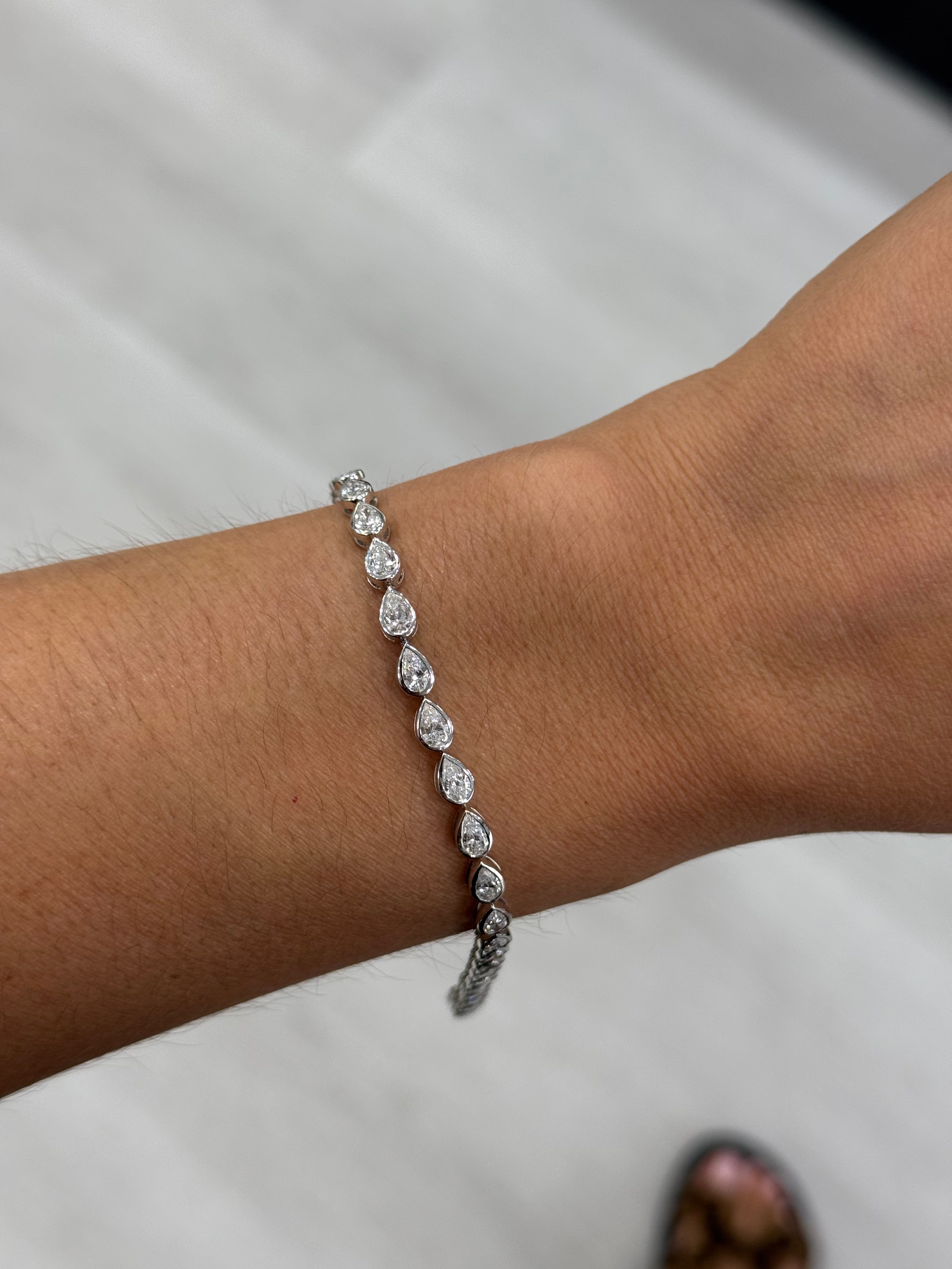 Bezeled East to West Pear Lab Tennis Bracelet