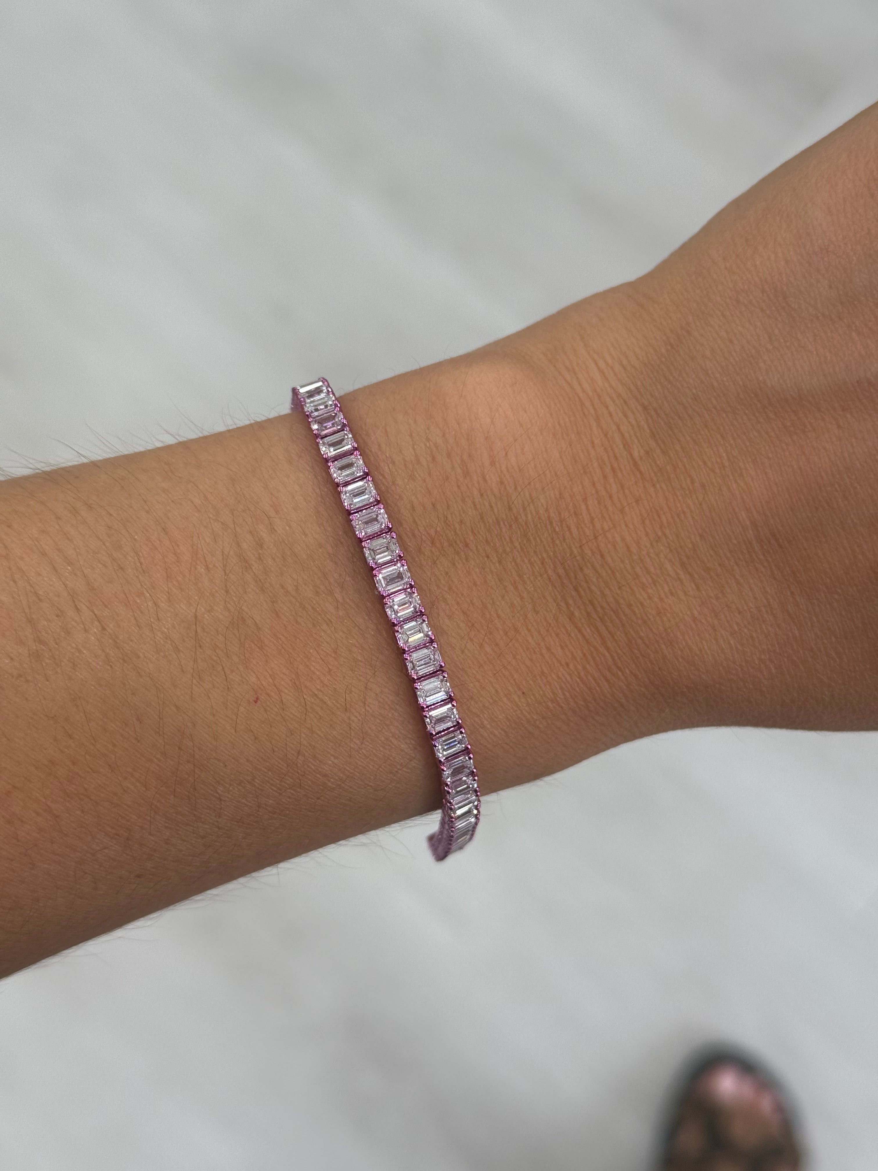 Electric Pink Rhodium Lab Tennis Bracelet