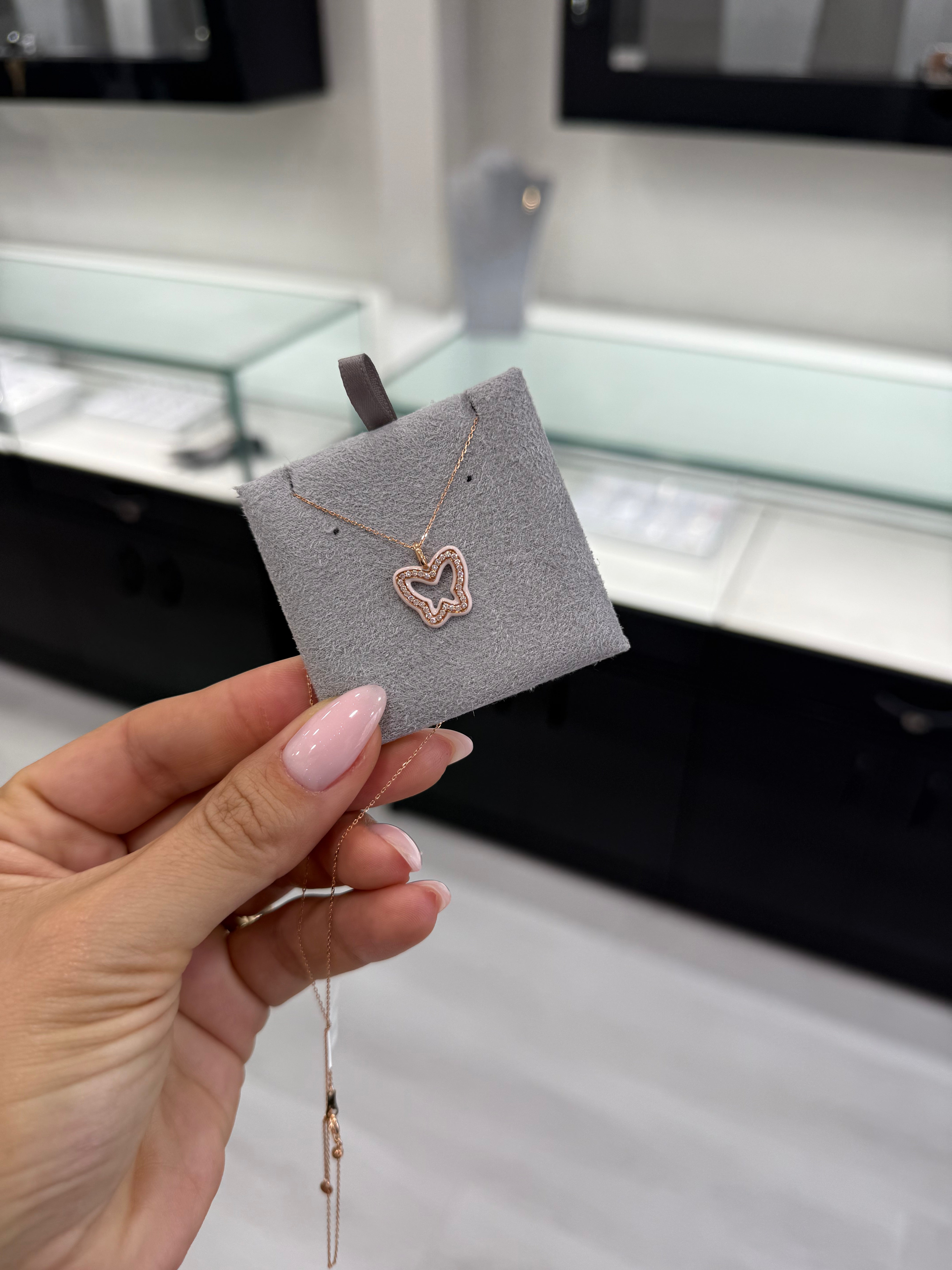 Diamond Butterfly Enamel Necklace