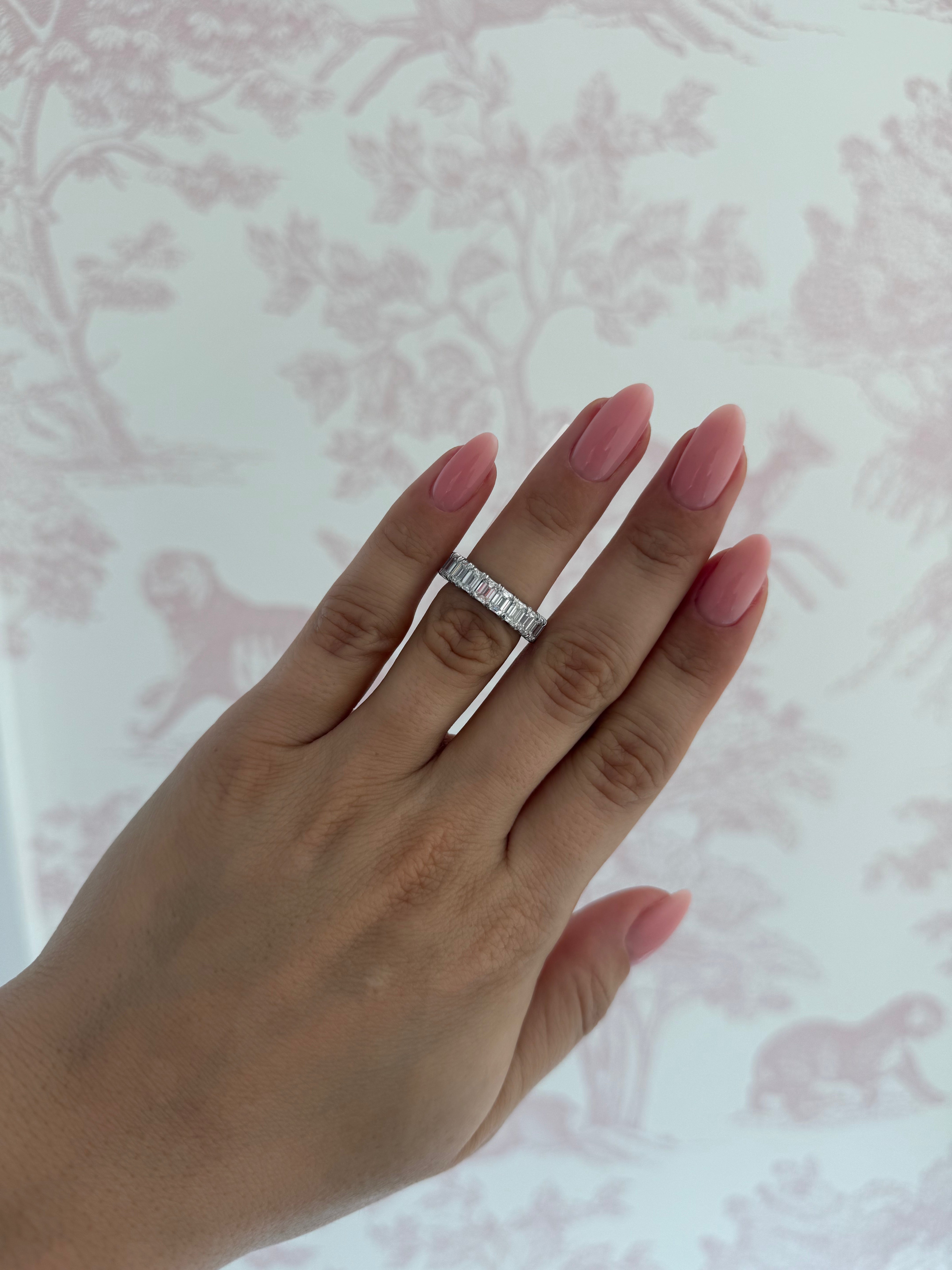 Large Emerald Diamond Eternity Band