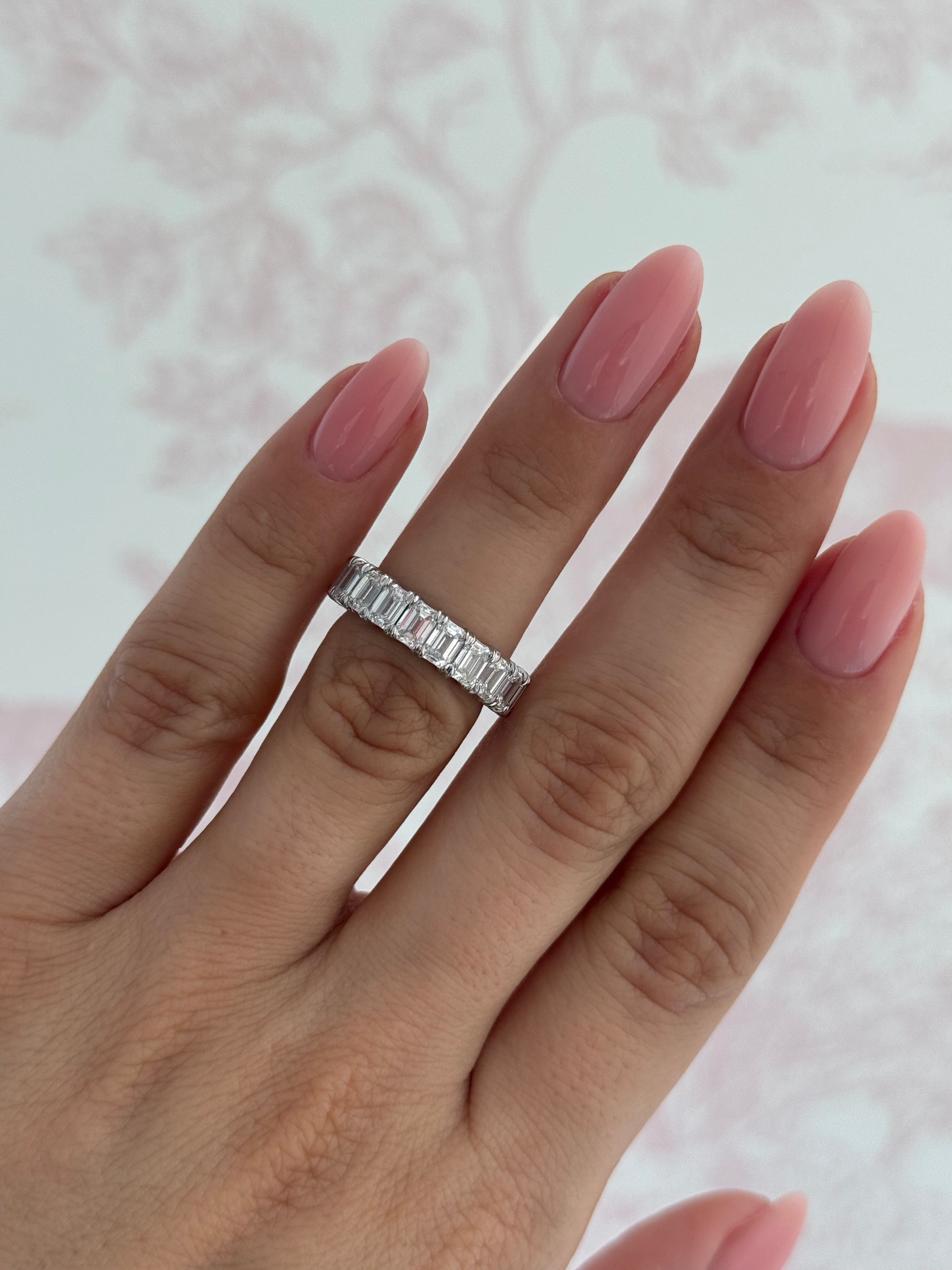 Large Emerald Diamond Eternity Band