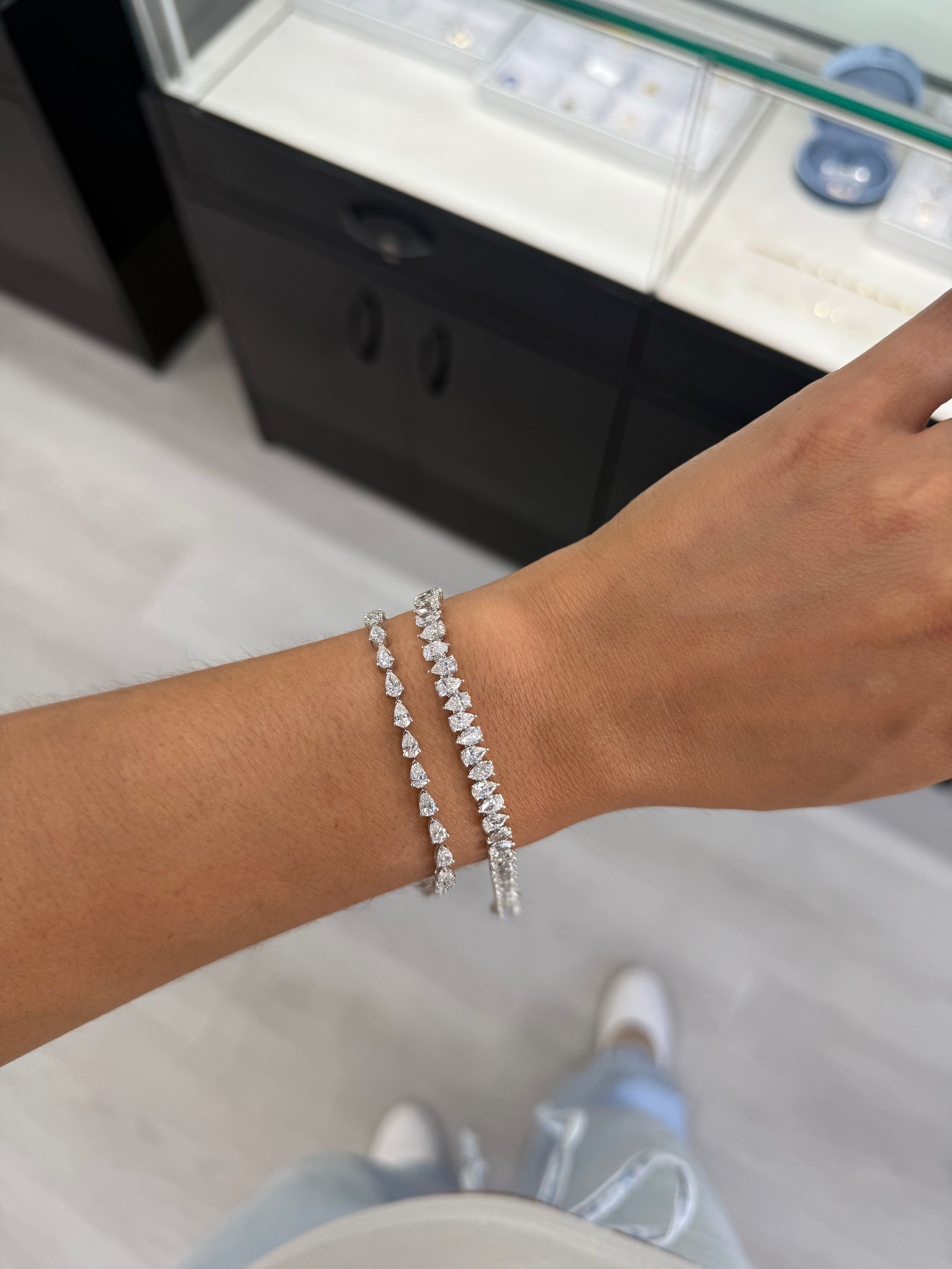 Lab Pear Tennis Bracelet