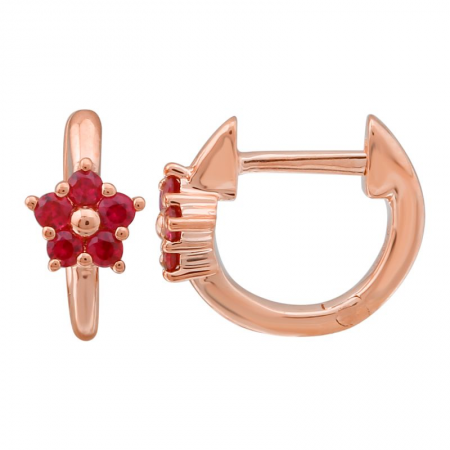 Mini Gemstone Flower Huggie