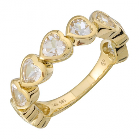 Gemstone Bezel Heart Band