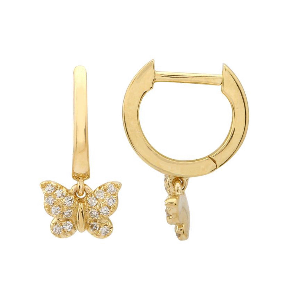 Huggie + Mini Butterfly Charm