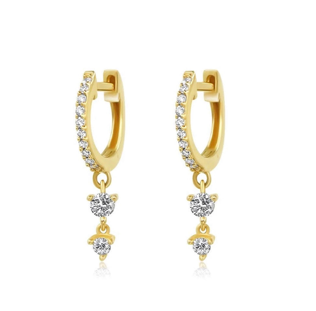 Double Drop Diamond Huggie