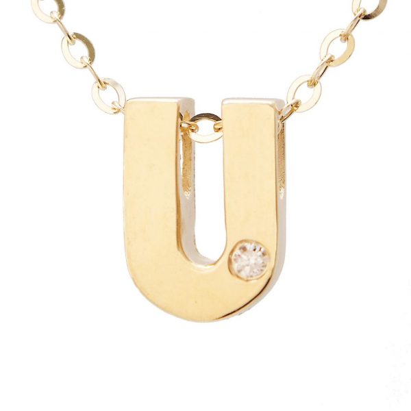 Diamond Accented Chunky Initial Necklace