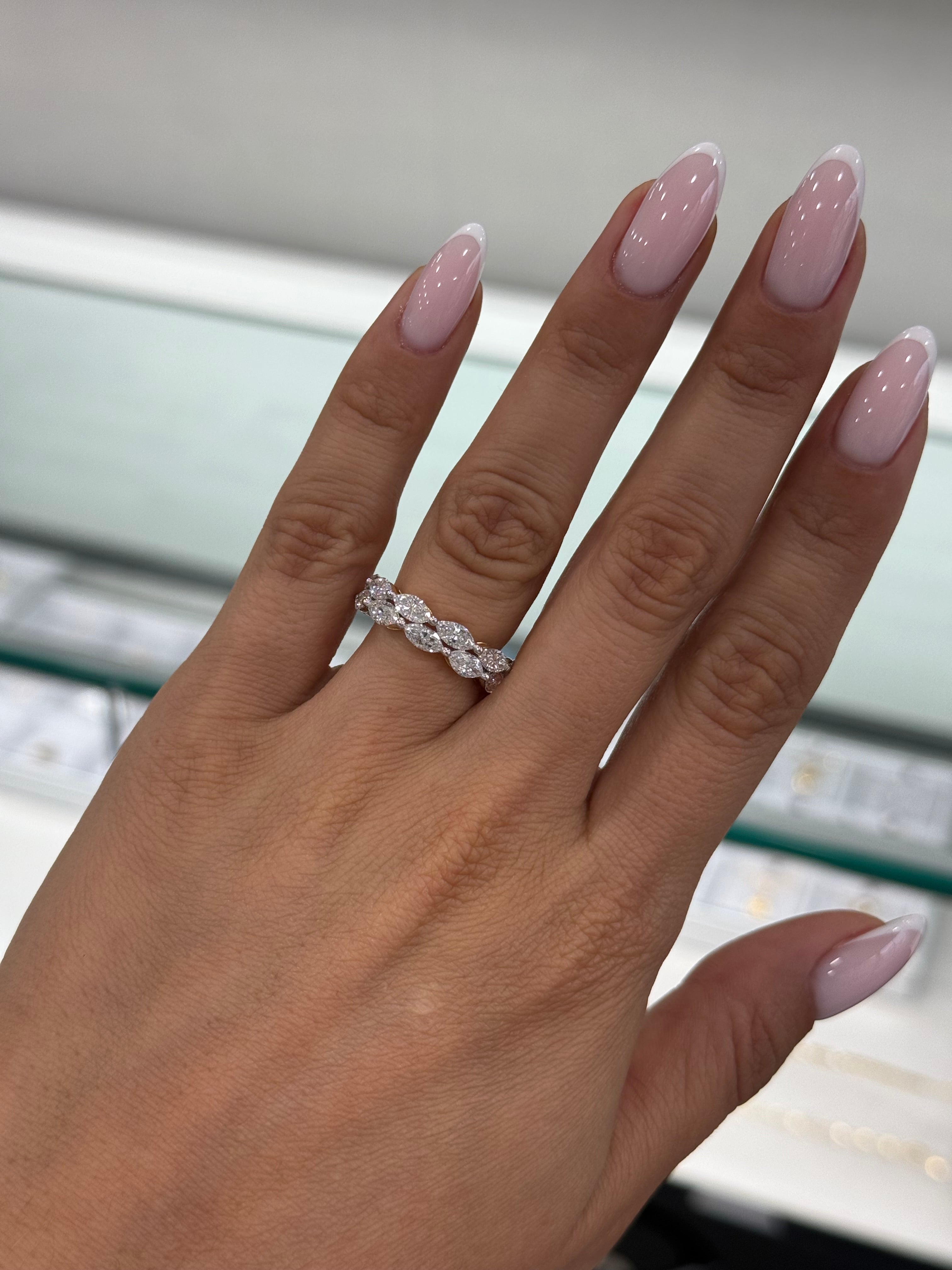 Double Row Marquise Cut Lab Band