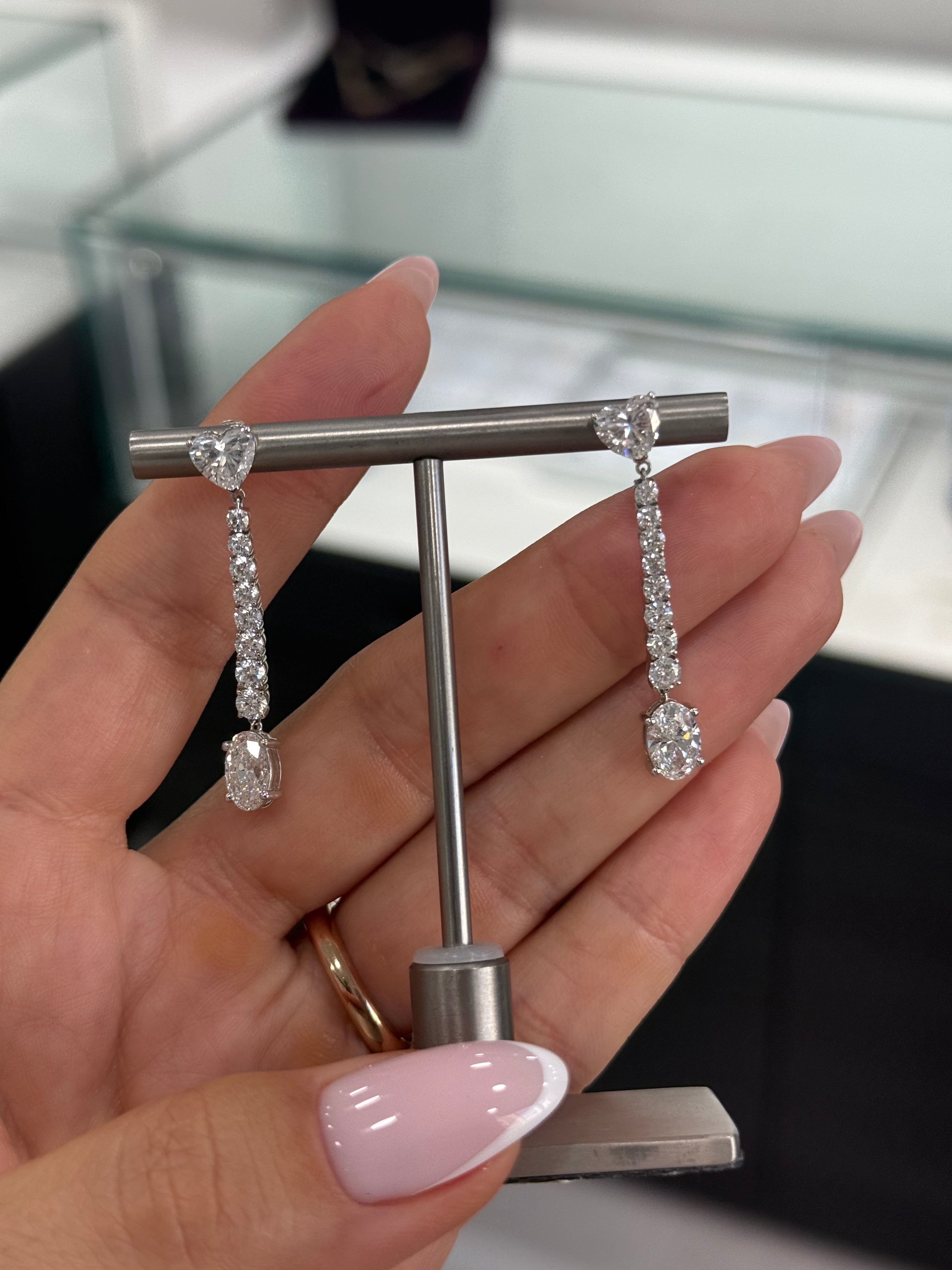 Heart to Oval Drop Studs