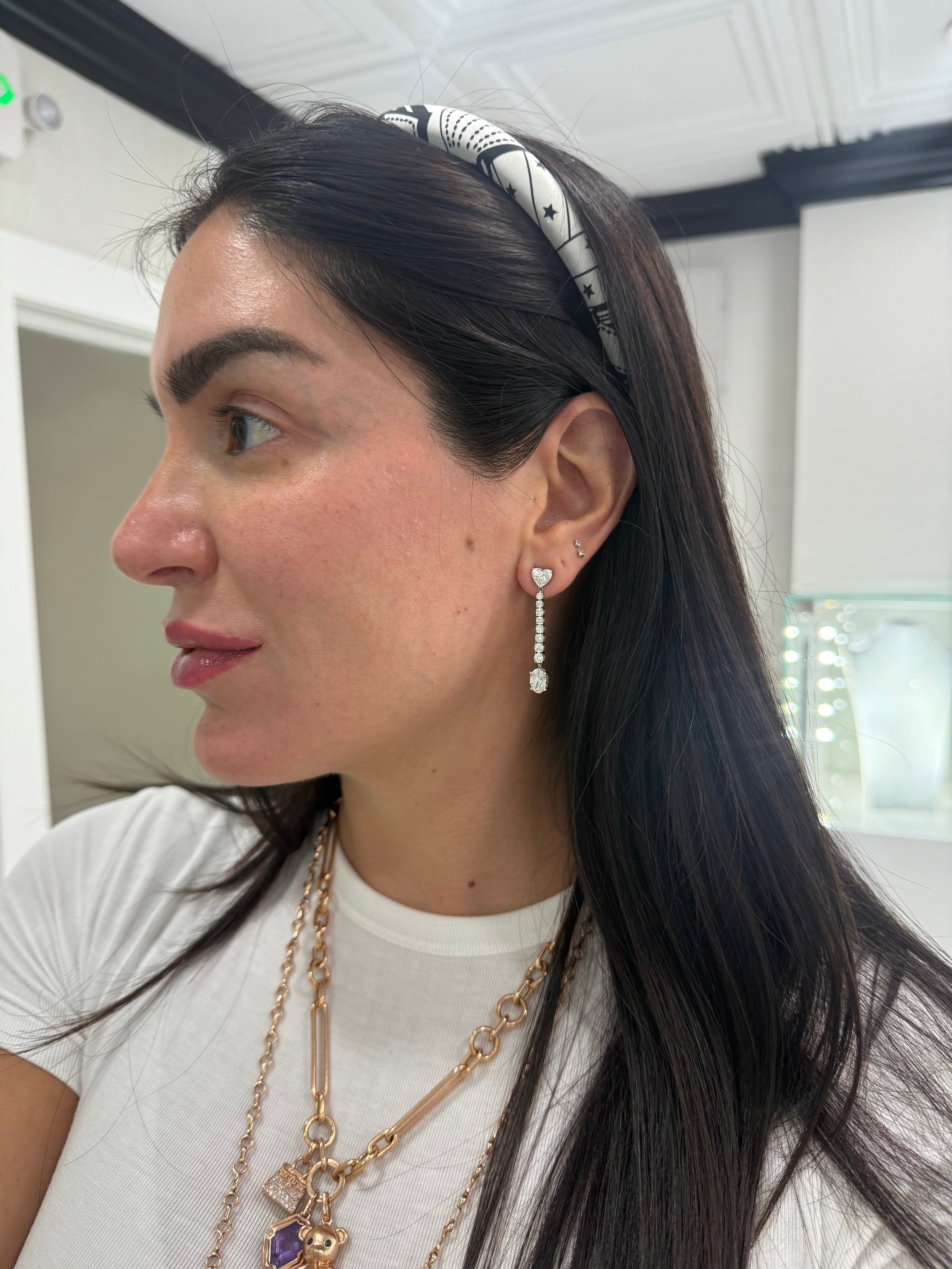 Heart to Oval Drop Studs