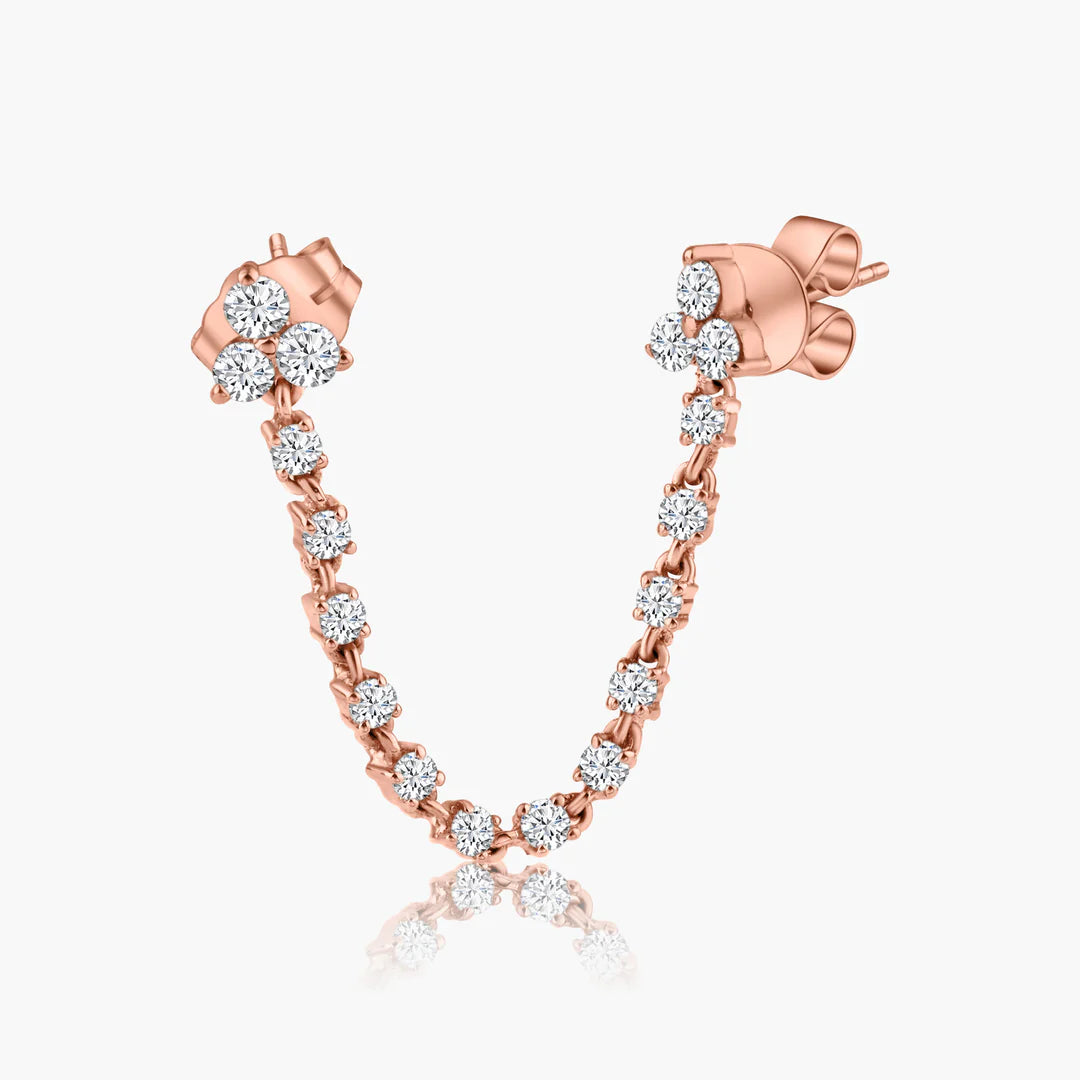 Diamond Chained Trio Studs