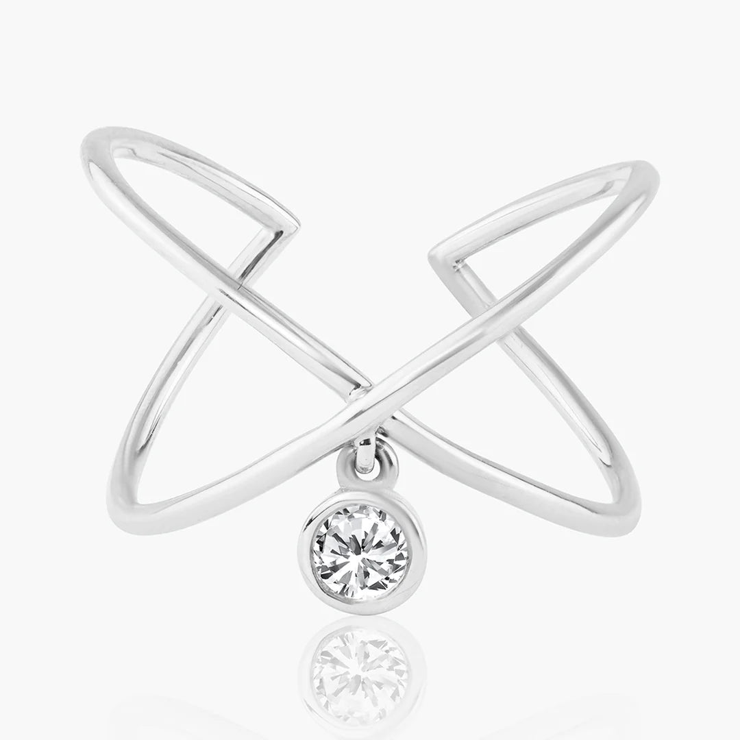 Crossover + Hanging Bezel Ring