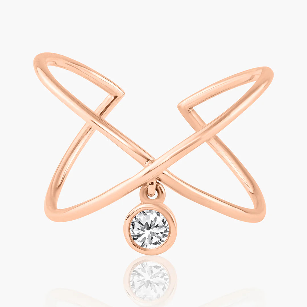 Crossover + Hanging Bezel Ring
