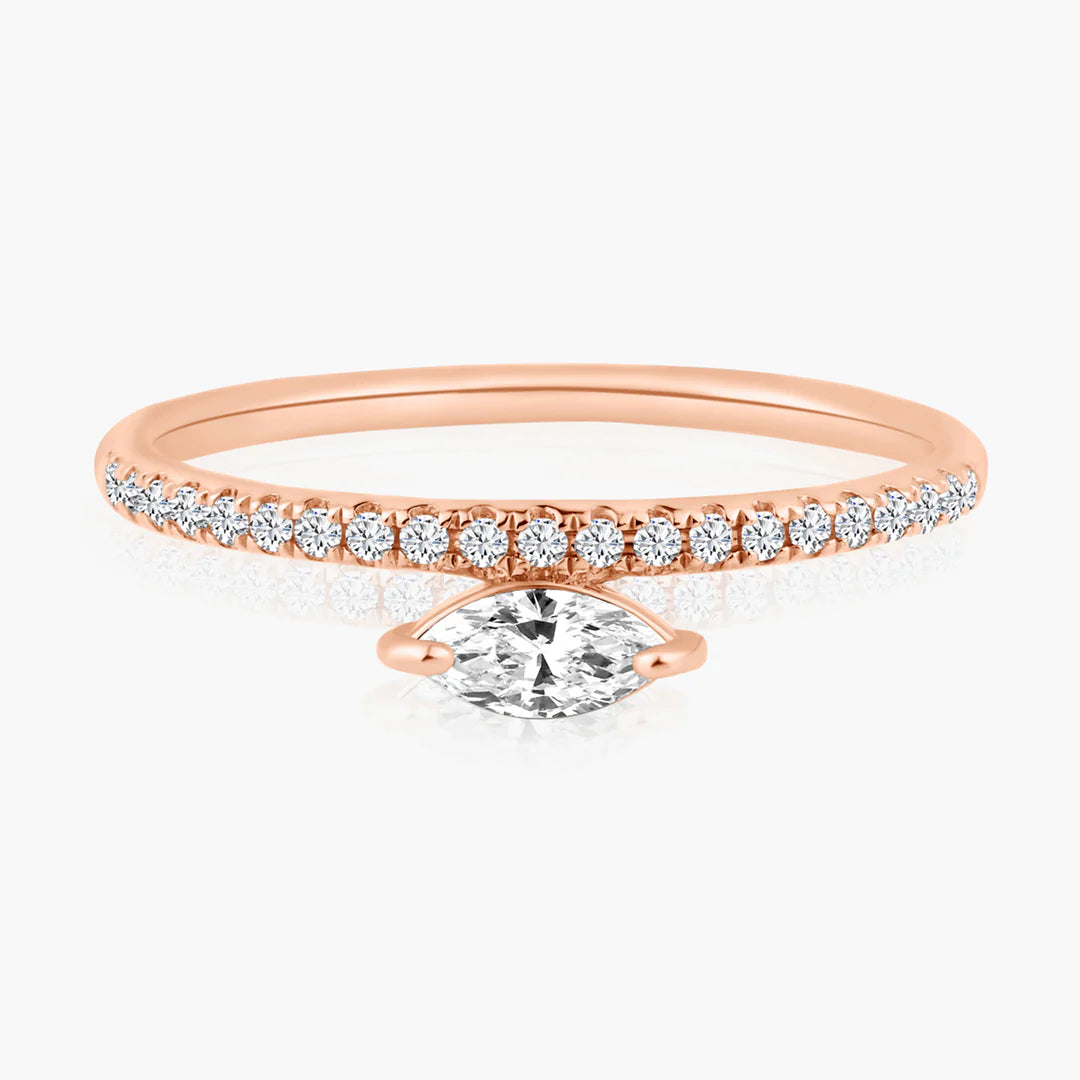 Pavé Band + Floating Diamond Ring