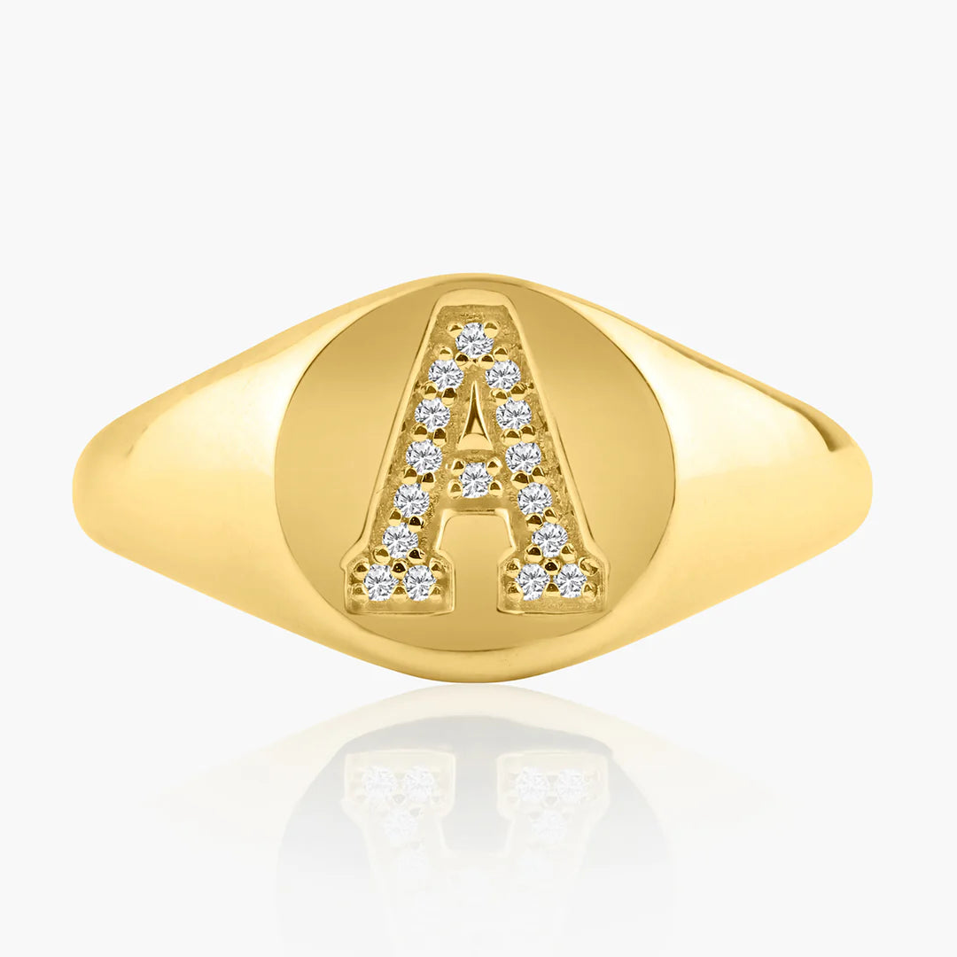 Round Initial Signet Ring