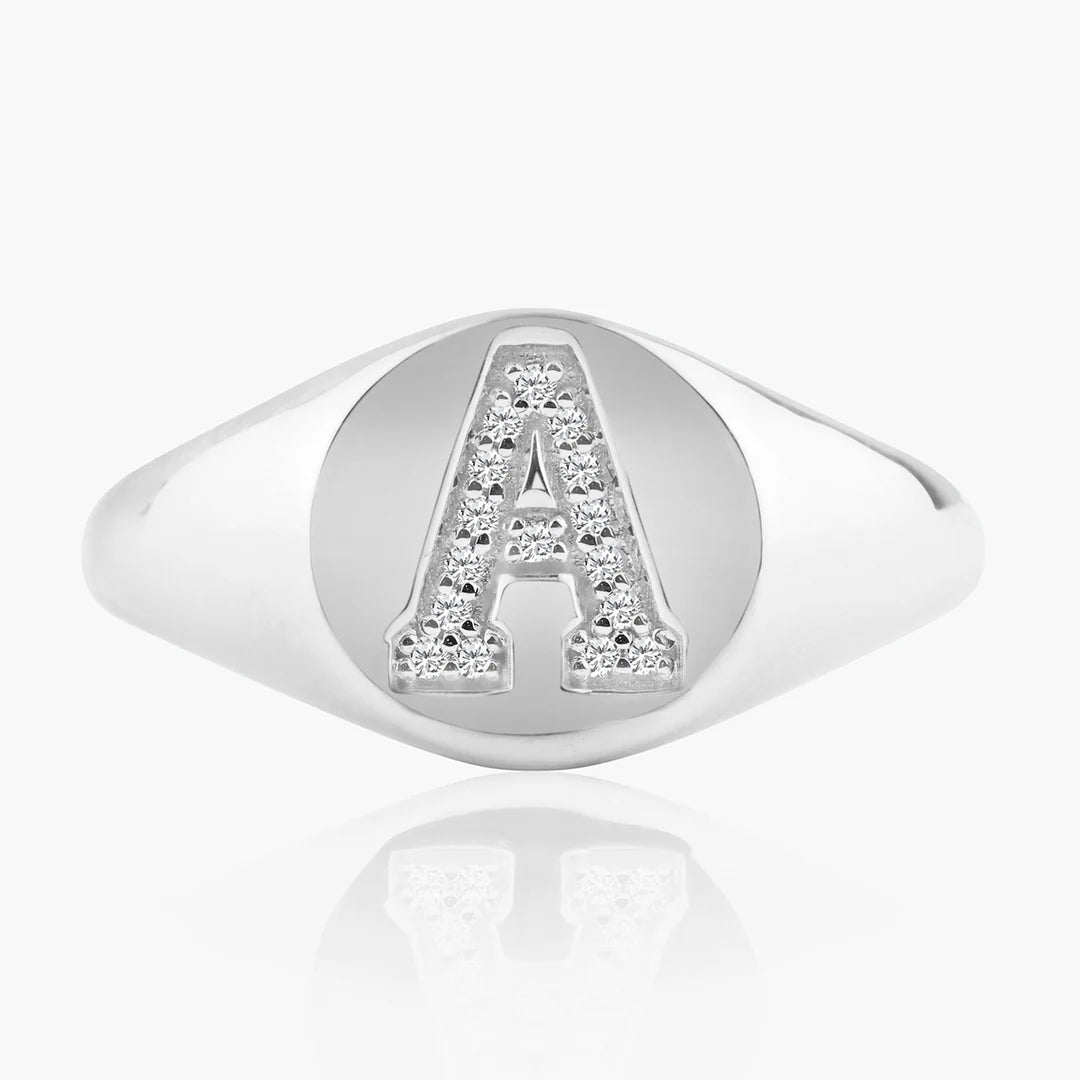 Round Initial Signet Ring