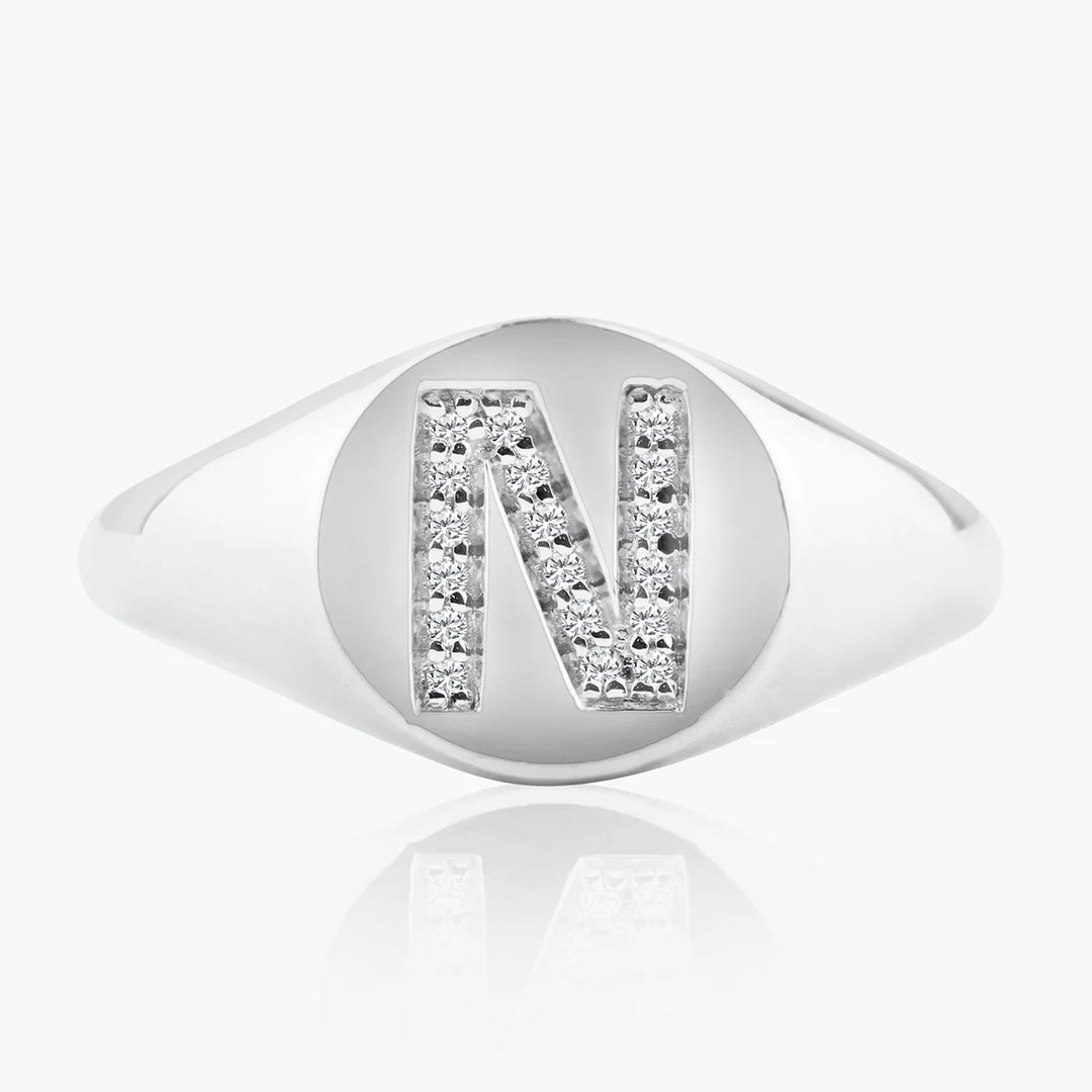 Round Initial Signet Ring
