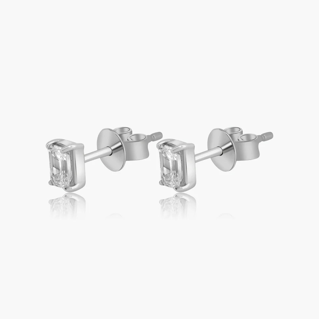 Small Emerald Cut Studs