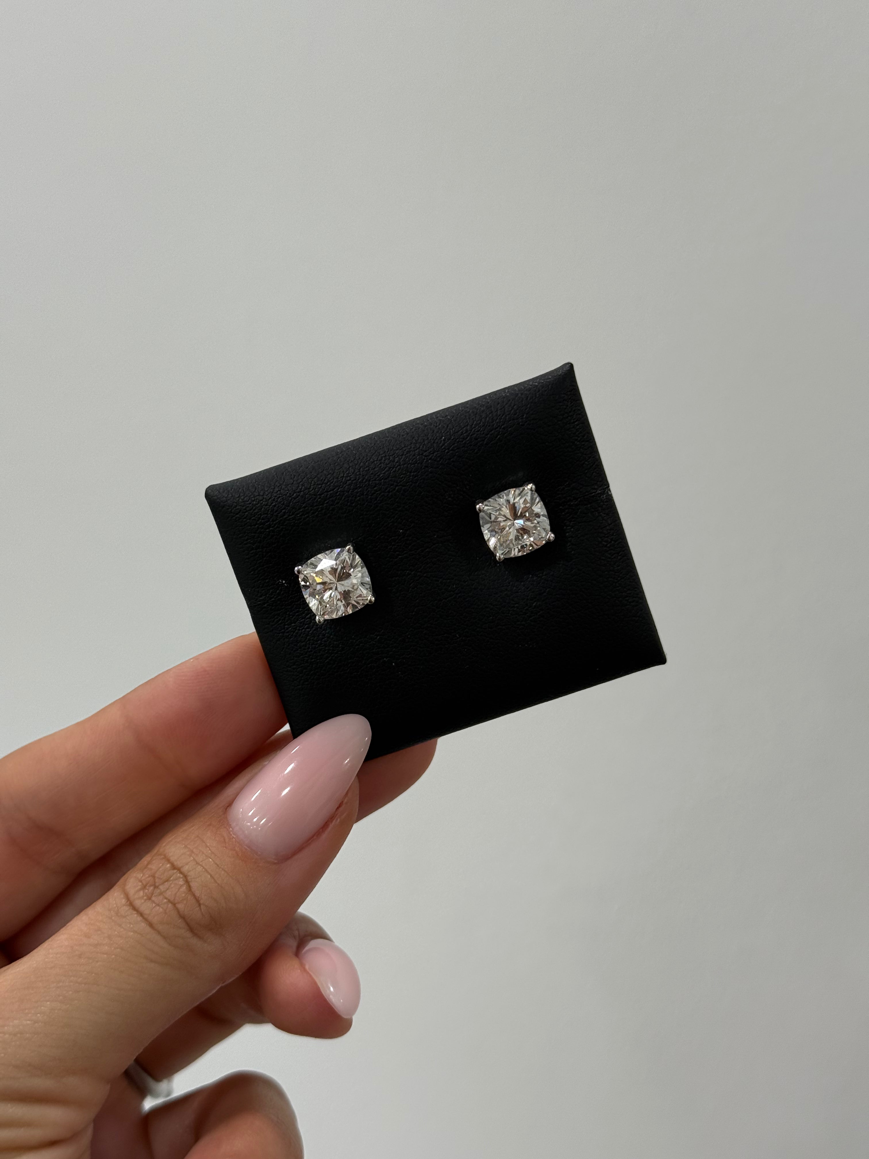 6.12ct Cushion Lab Diamond Studs