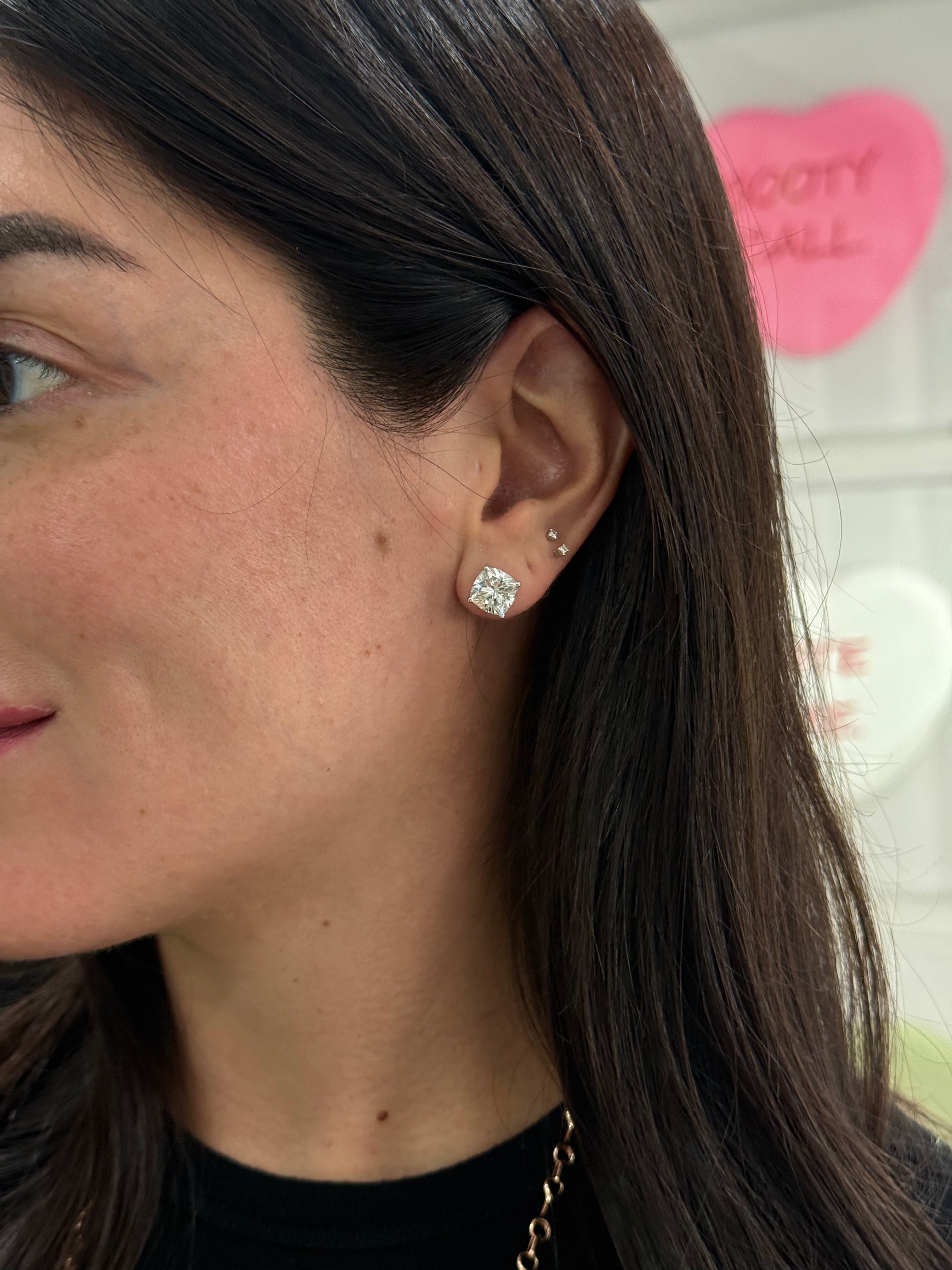 6.12ct Cushion Lab Diamond Studs