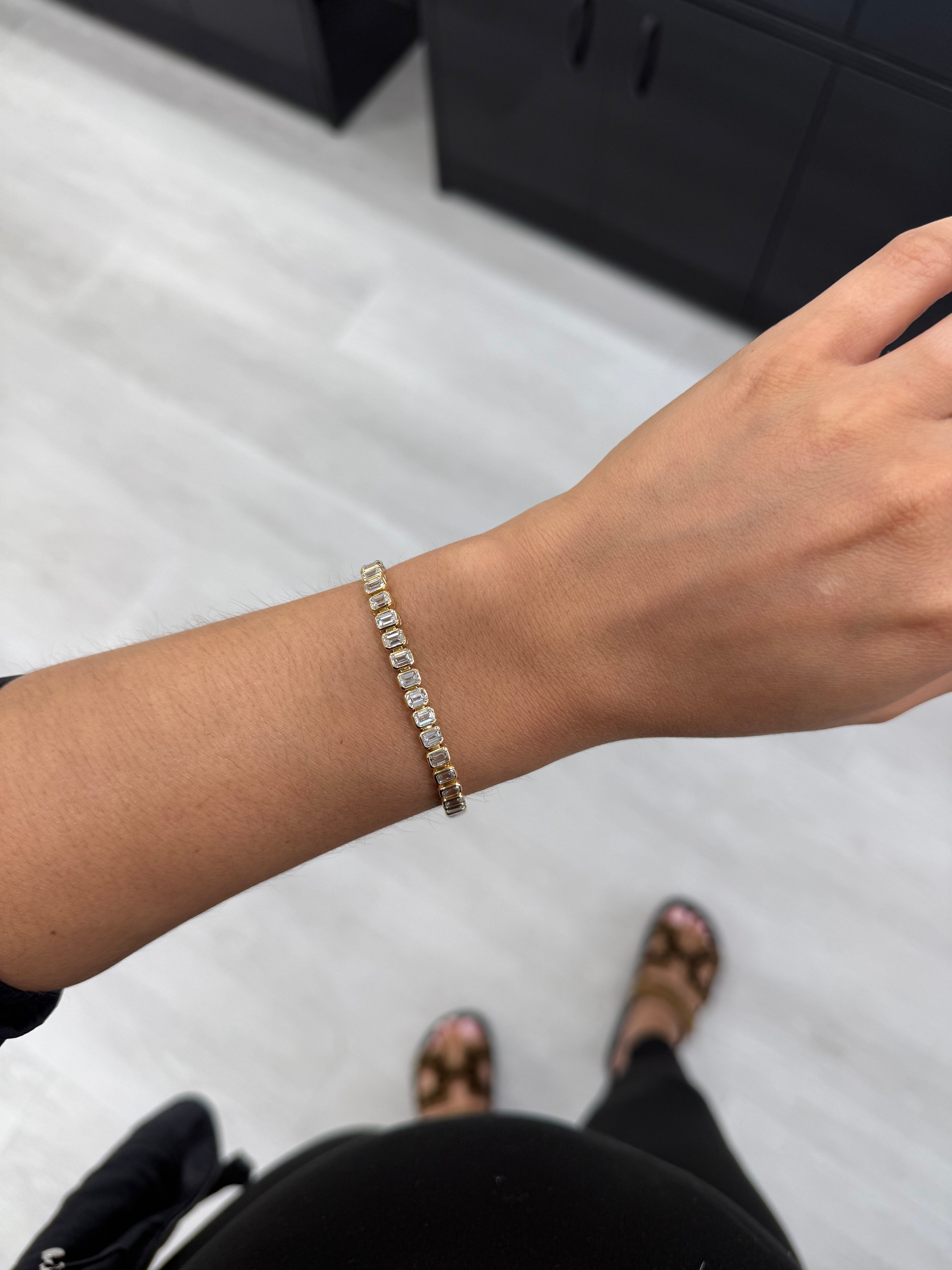 Bezeled Emerald Cut Lab Tennis Bracelet