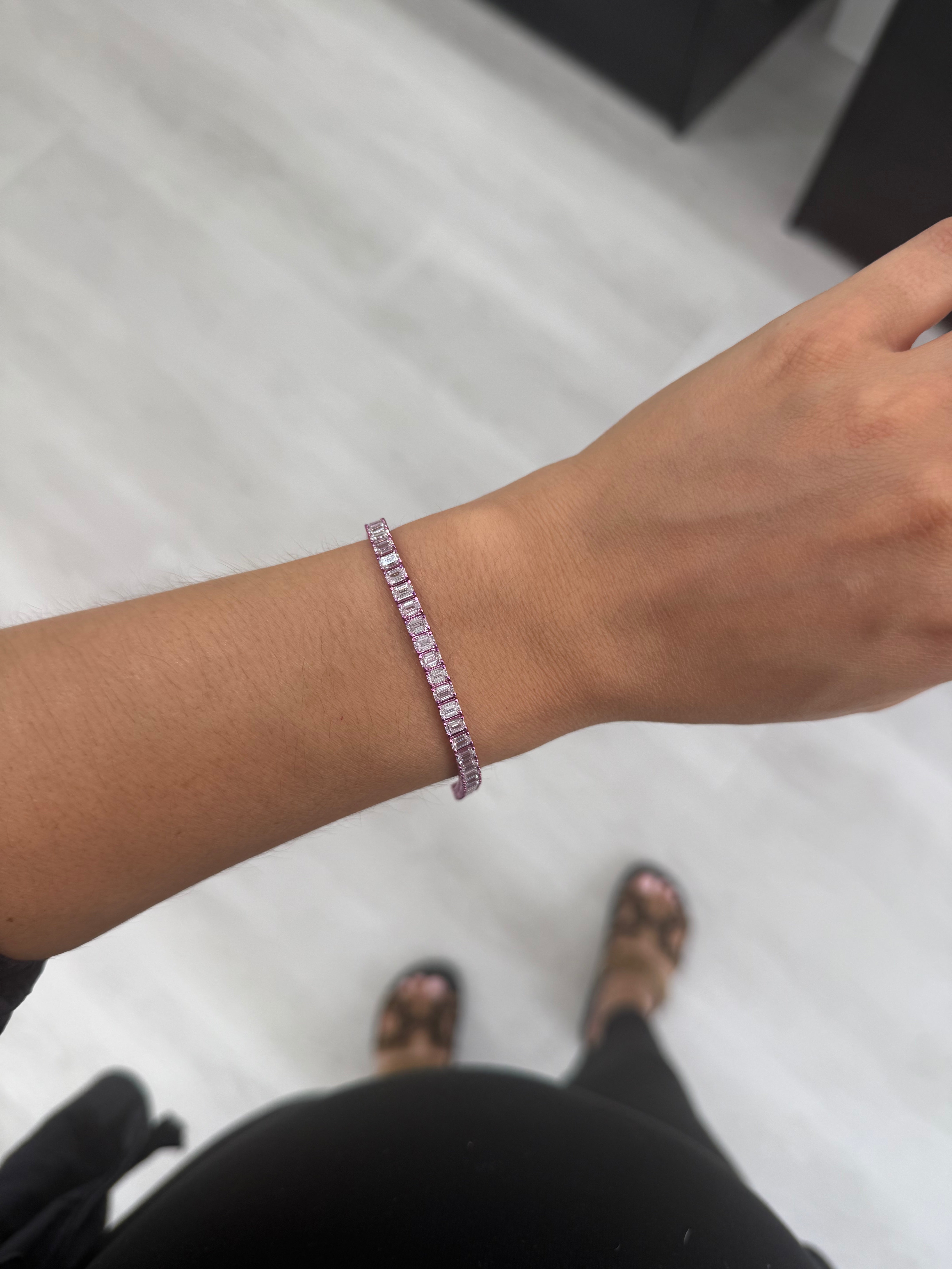 Electric Pink Rhodium Lab Tennis Bracelet