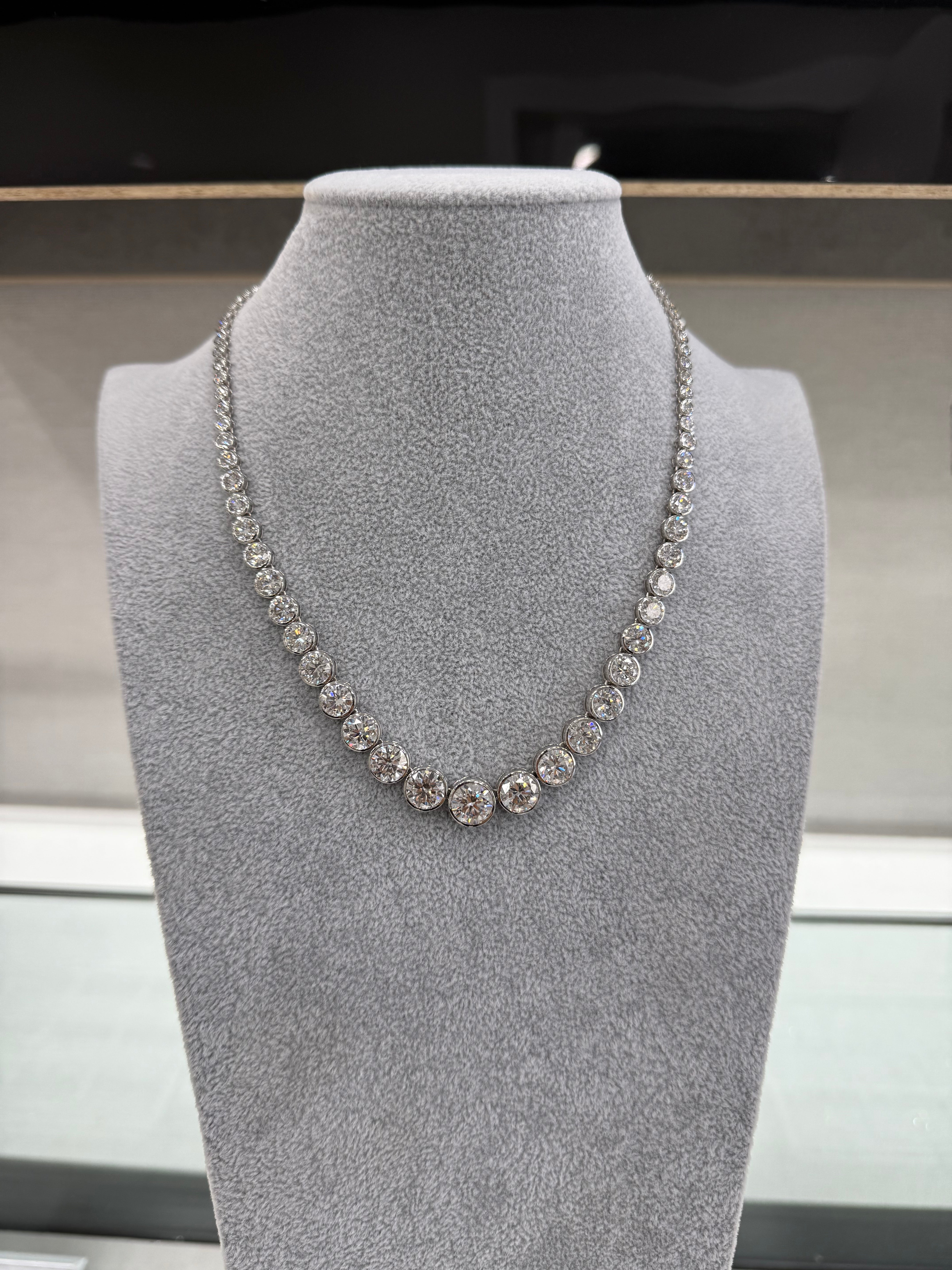 Lab Bezeled Riviera Tennis Necklace