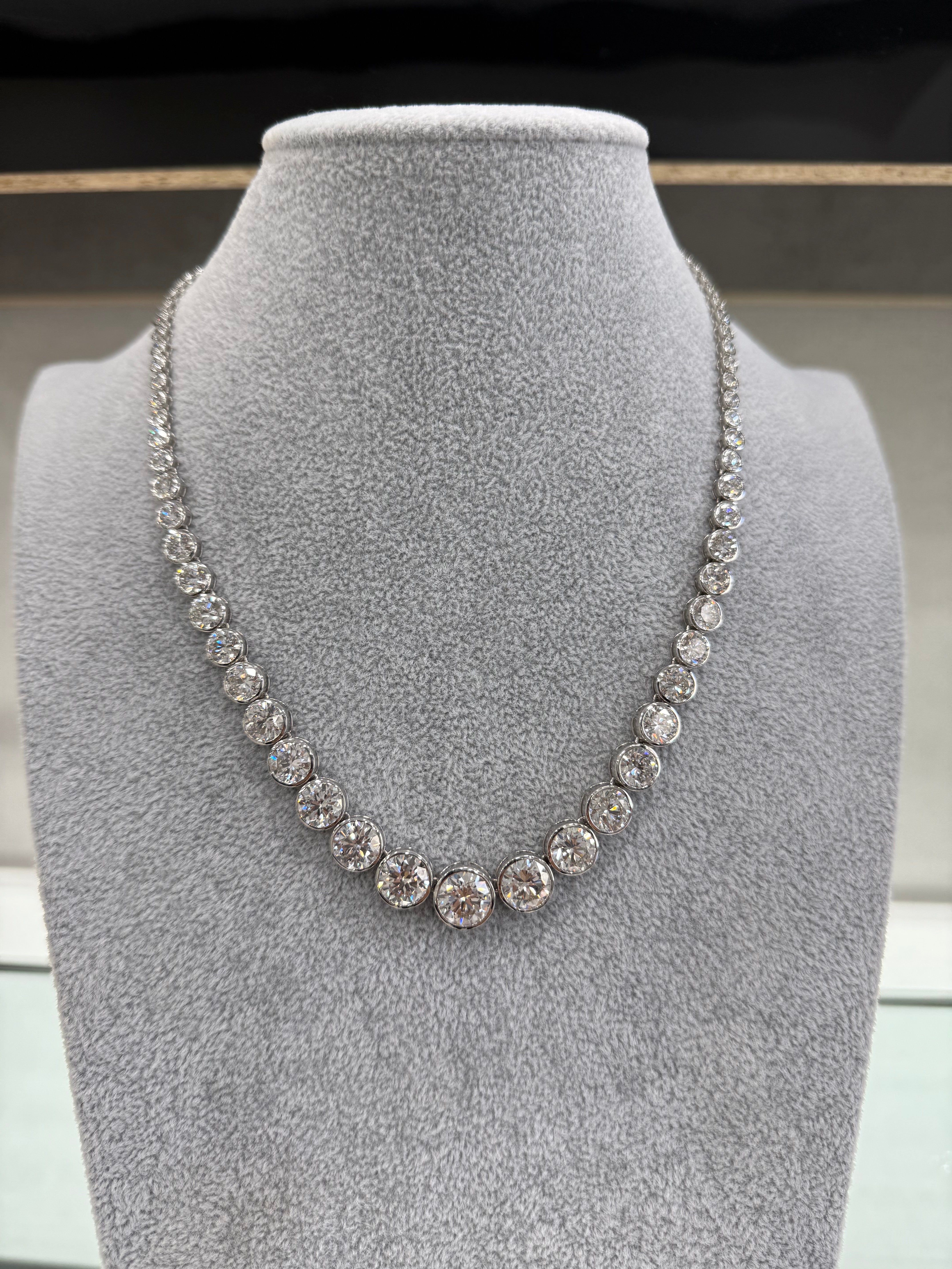 Lab Bezeled Riviera Tennis Necklace