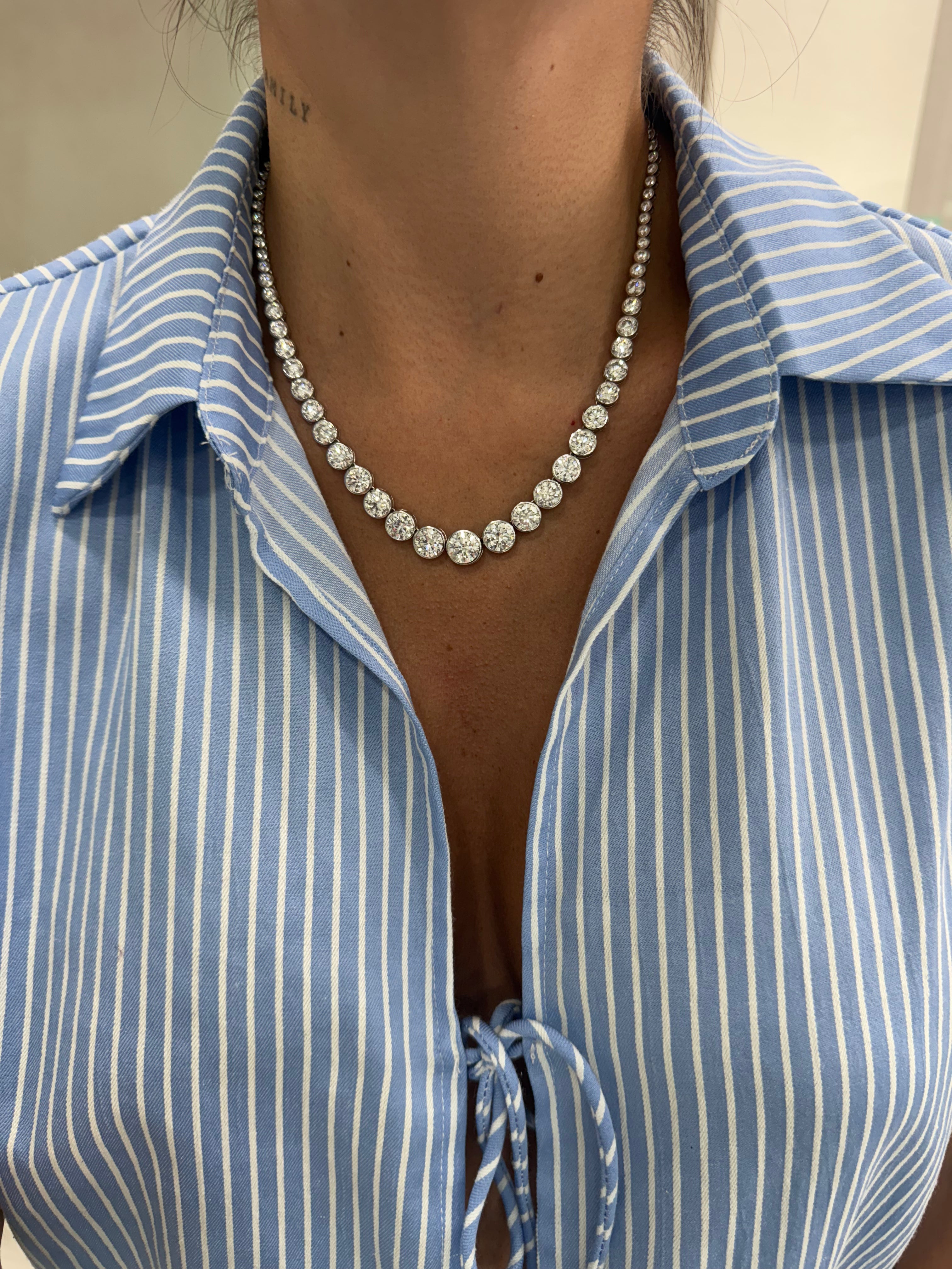 Lab Bezeled Riviera Tennis Necklace