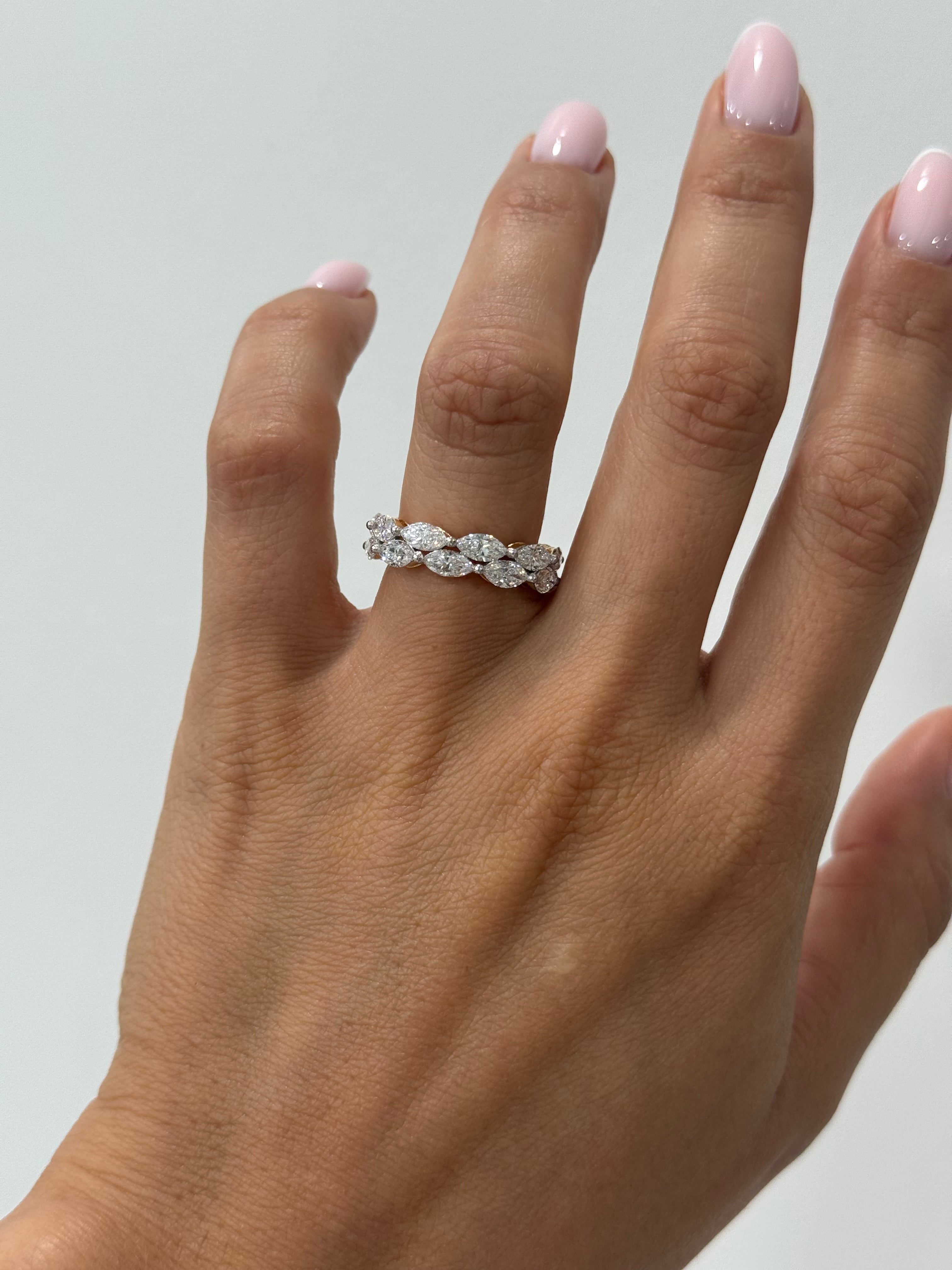 Double Row Marquise Cut Lab Band
