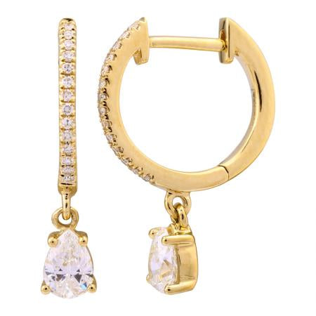 Diamond Pear Drop Huggie