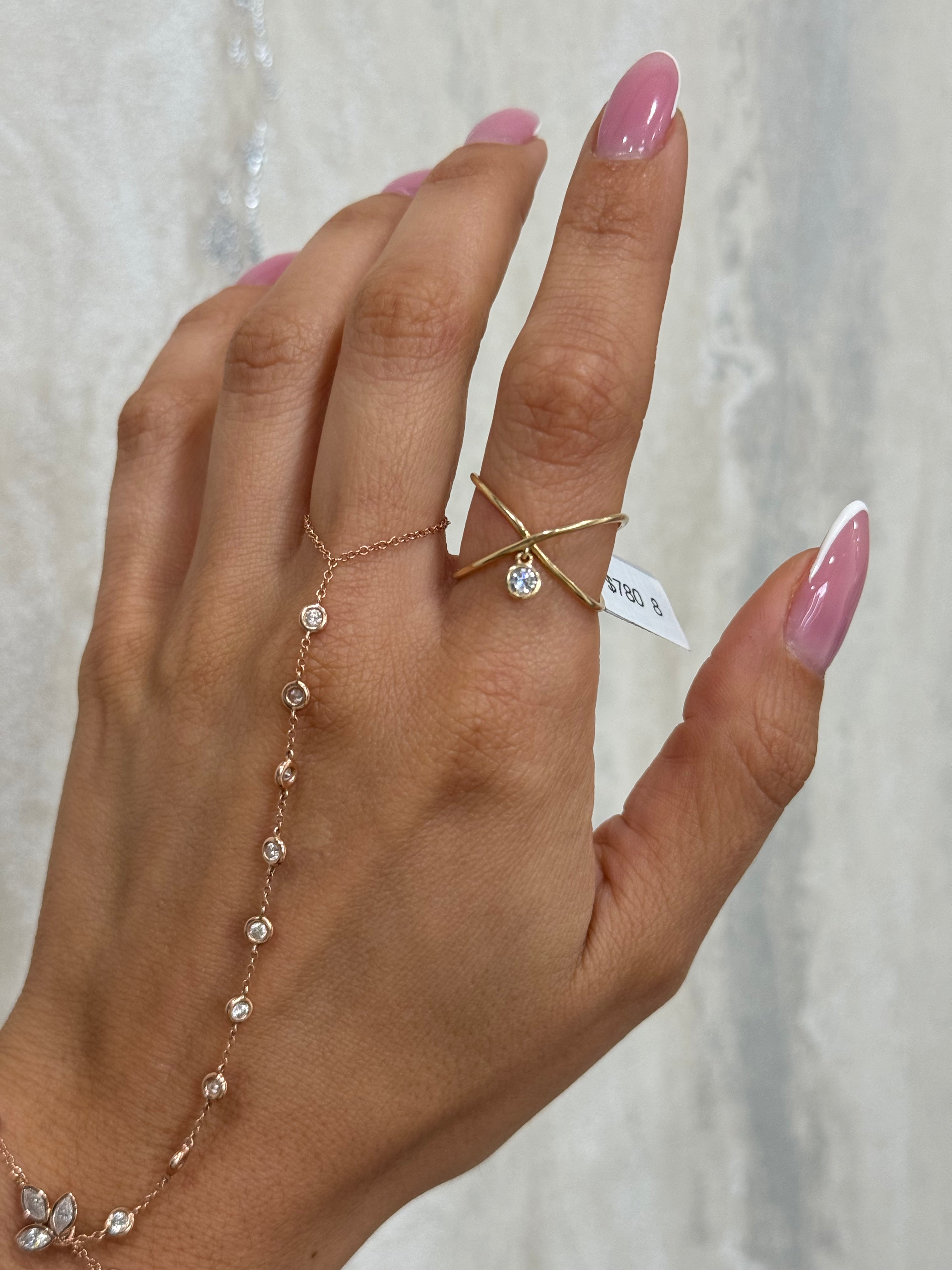 Crossover + Hanging Bezel Ring