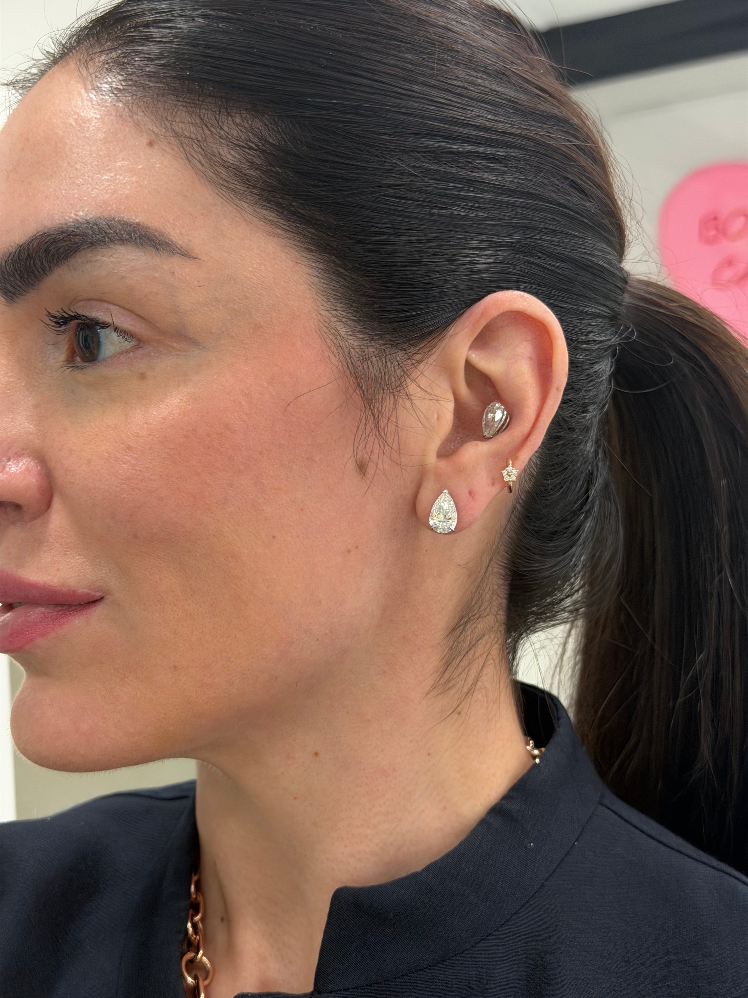 4ct Pear Studs