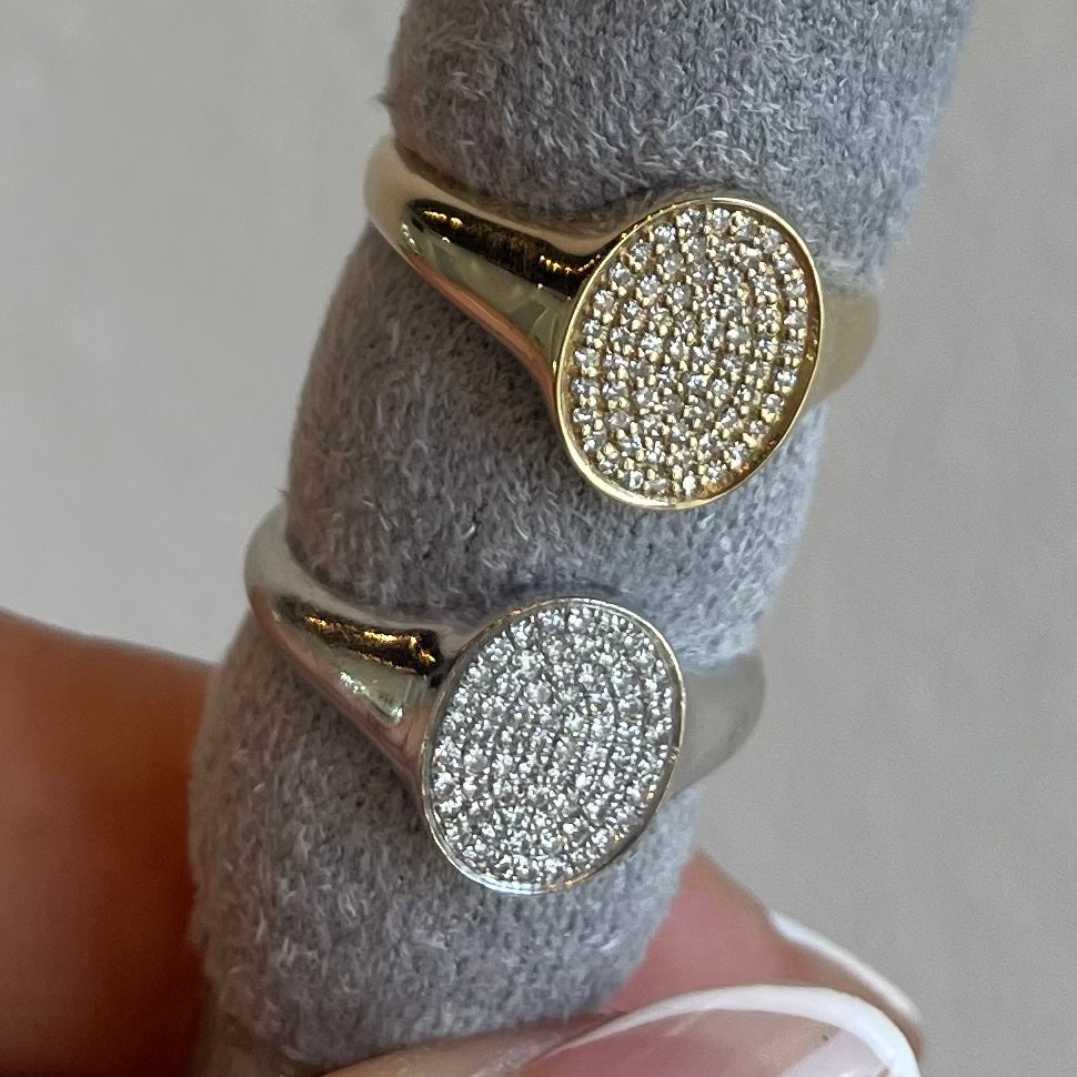 Pavé Oval Signet Ring