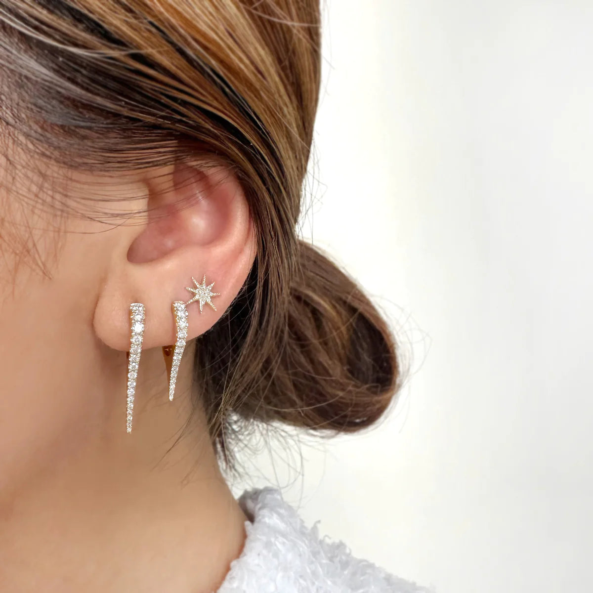 Short Diamond Spike Huggie