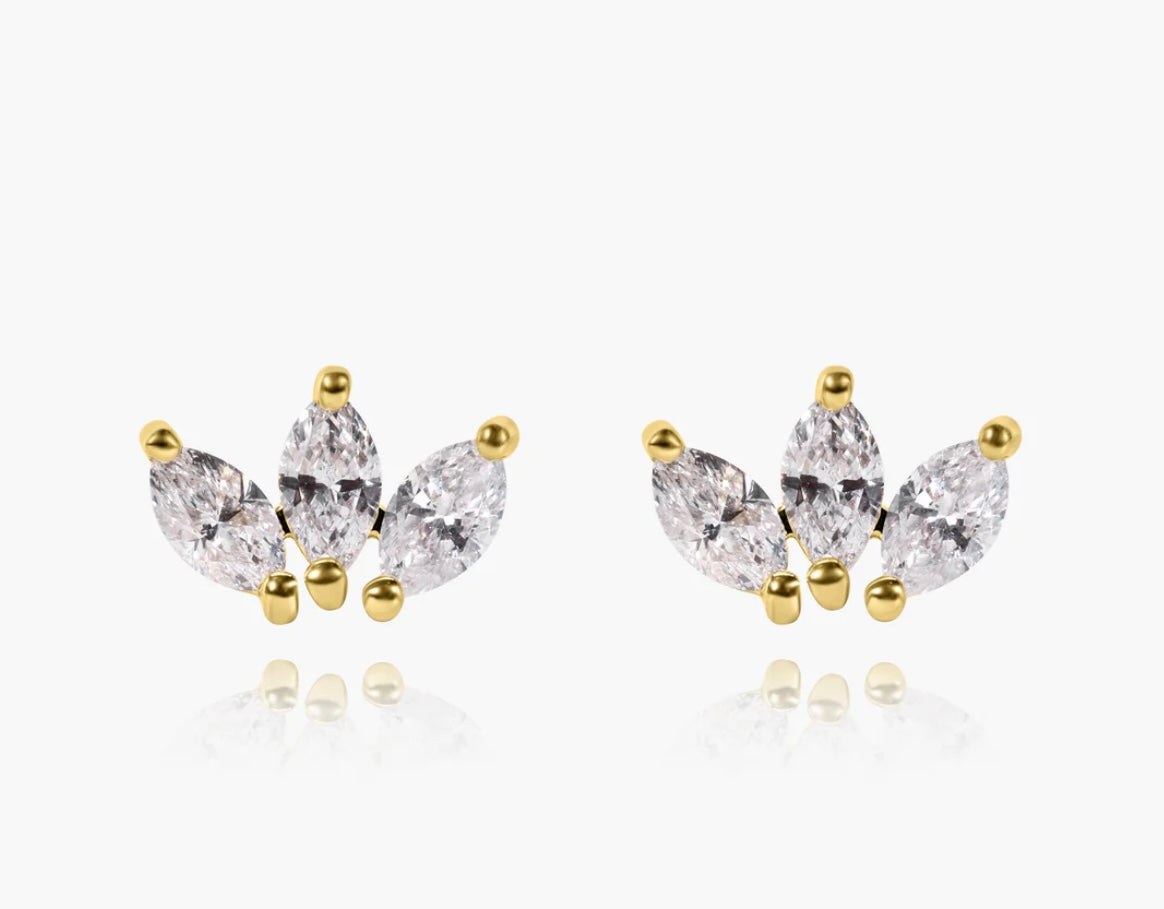 Triple Slant Marquise Stud