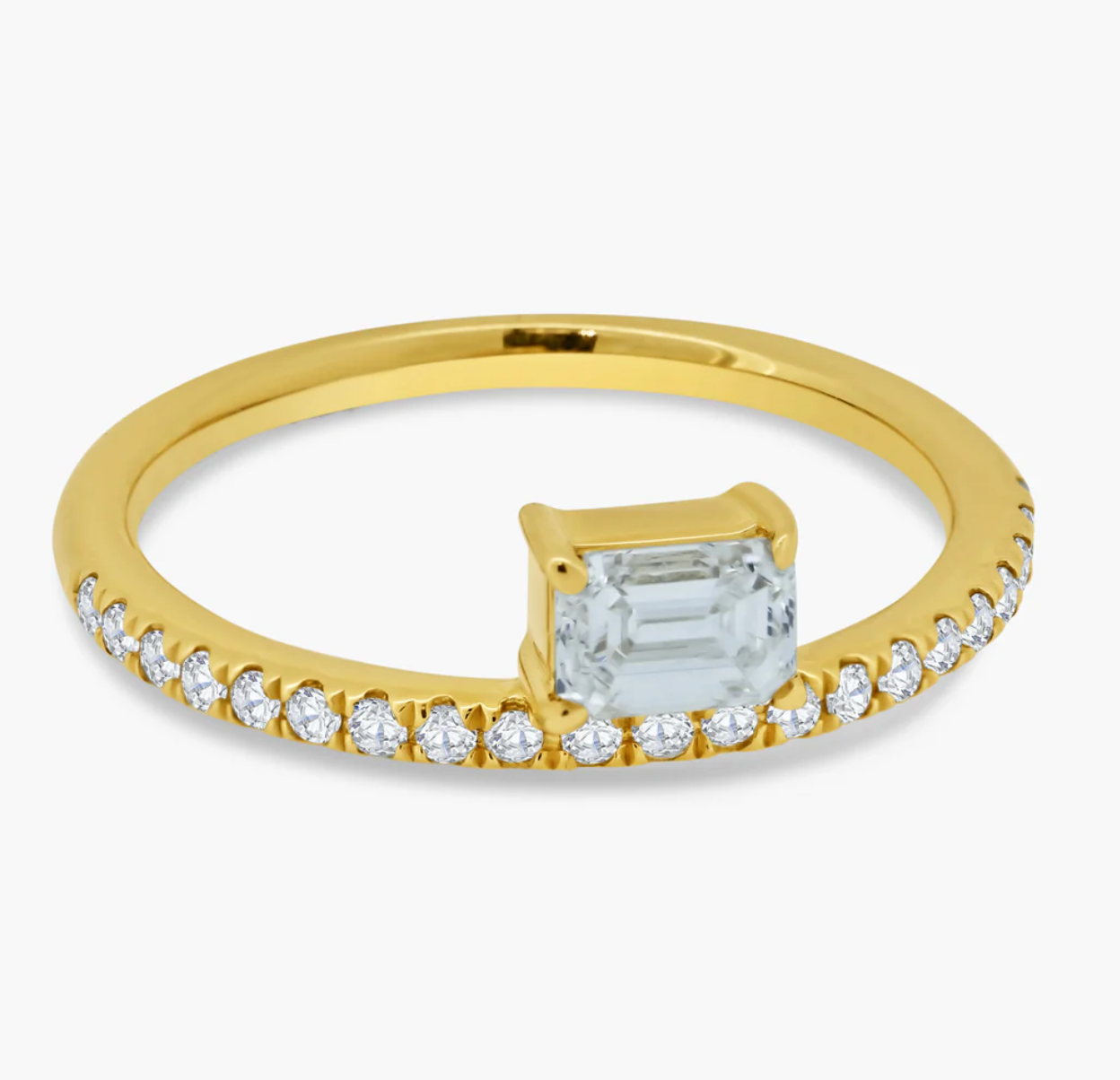 Pavé Band + Floating Diamond Ring