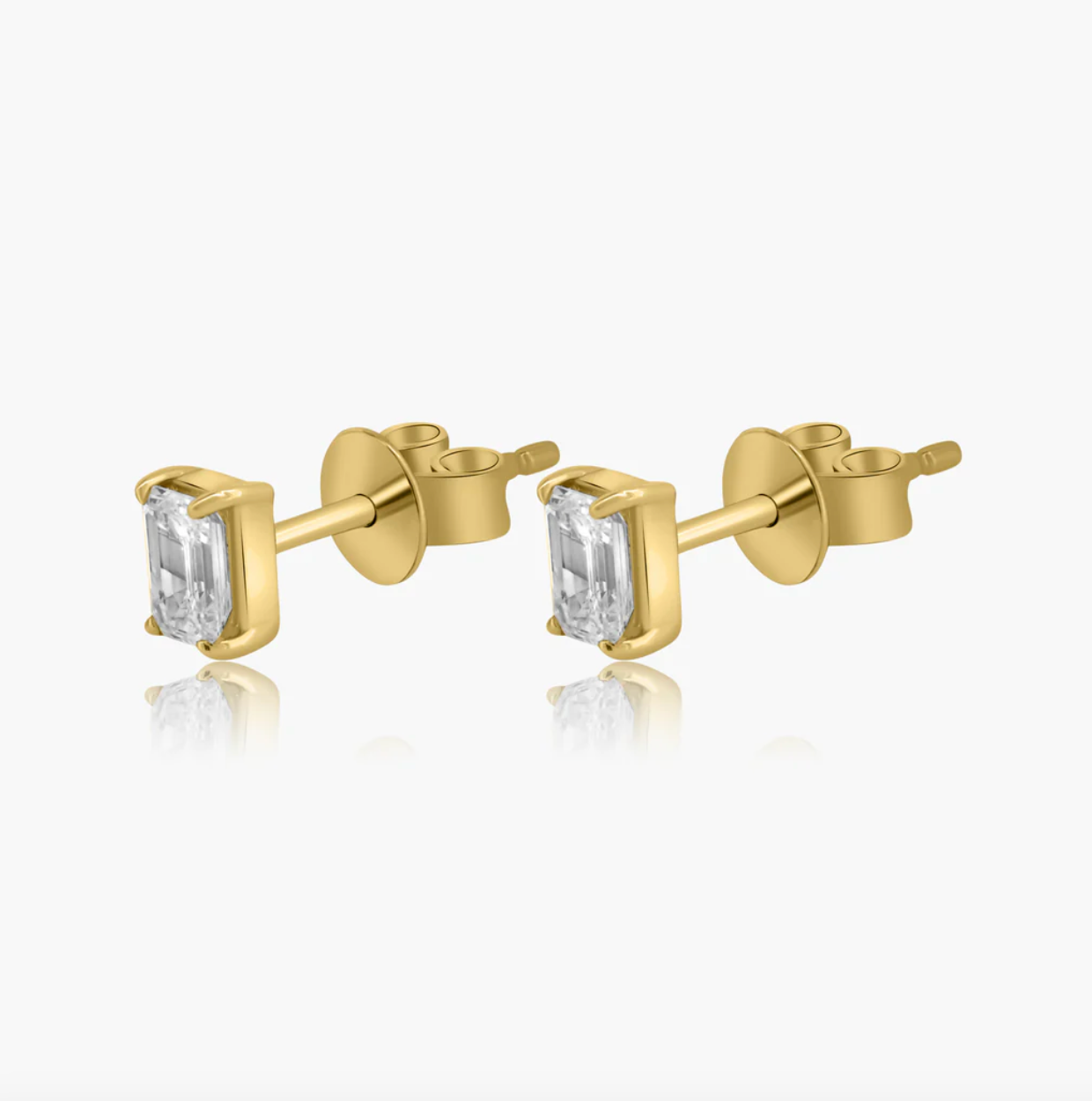 Small Emerald Cut Studs