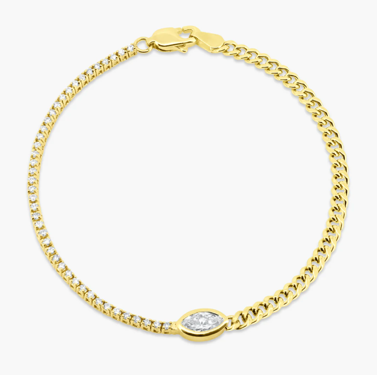 Half Cuban Half Tennis + Bezel Diamond