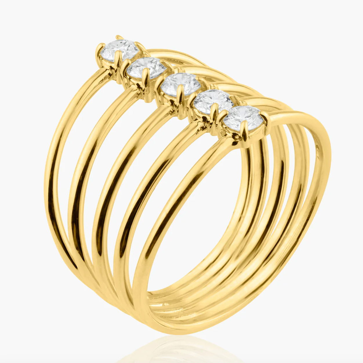 5 Diamond Coil Ring