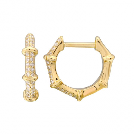 Diamond Pavé Bamboo Huggie