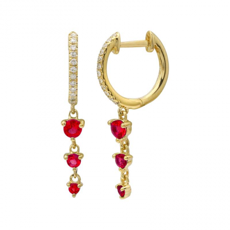 Mini Gemstone 3 Drop Huggie