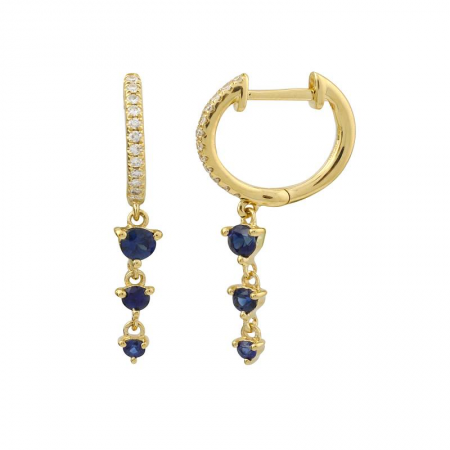 Mini Gemstone 3 Drop Huggie