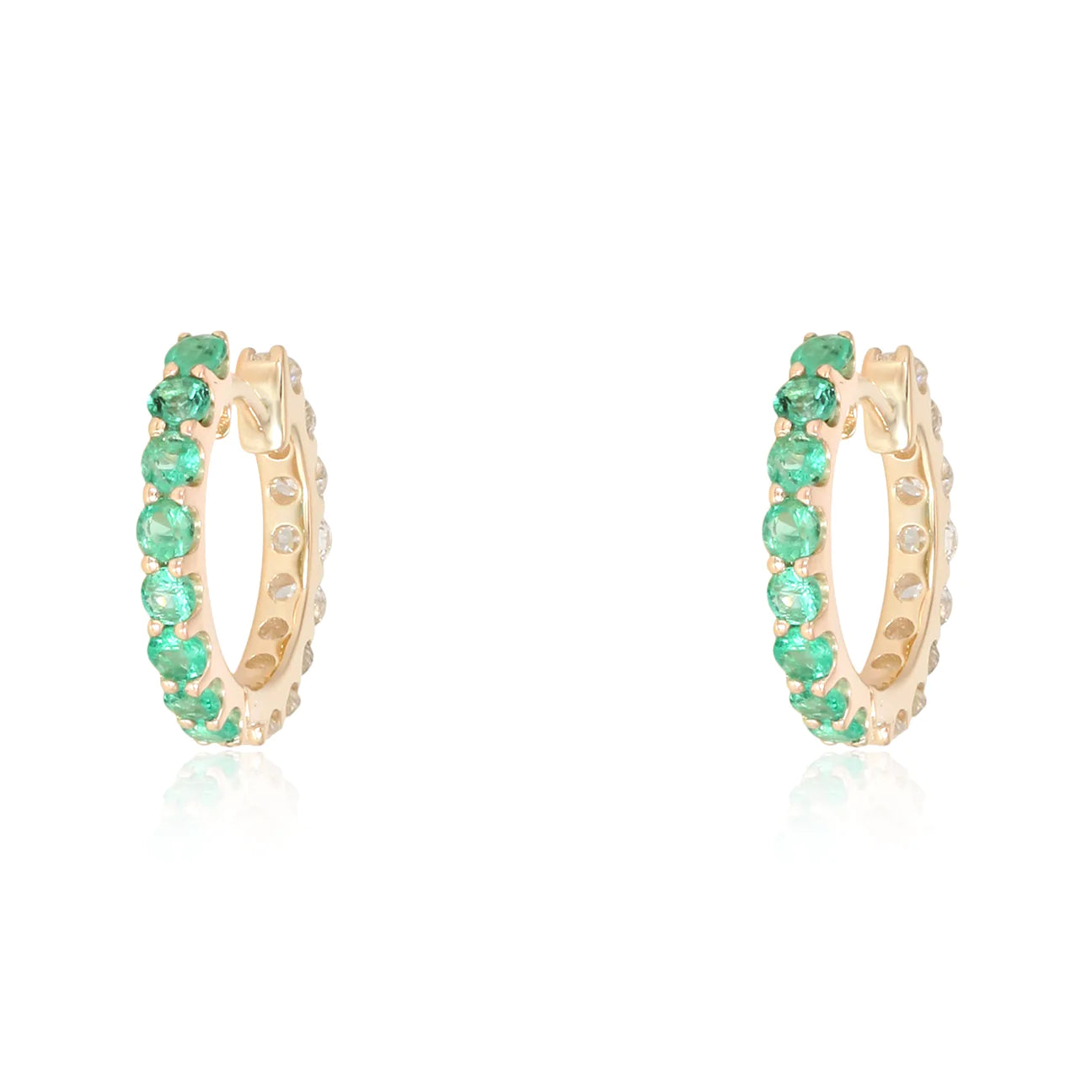 Half Emerald Half Diamond Huggie