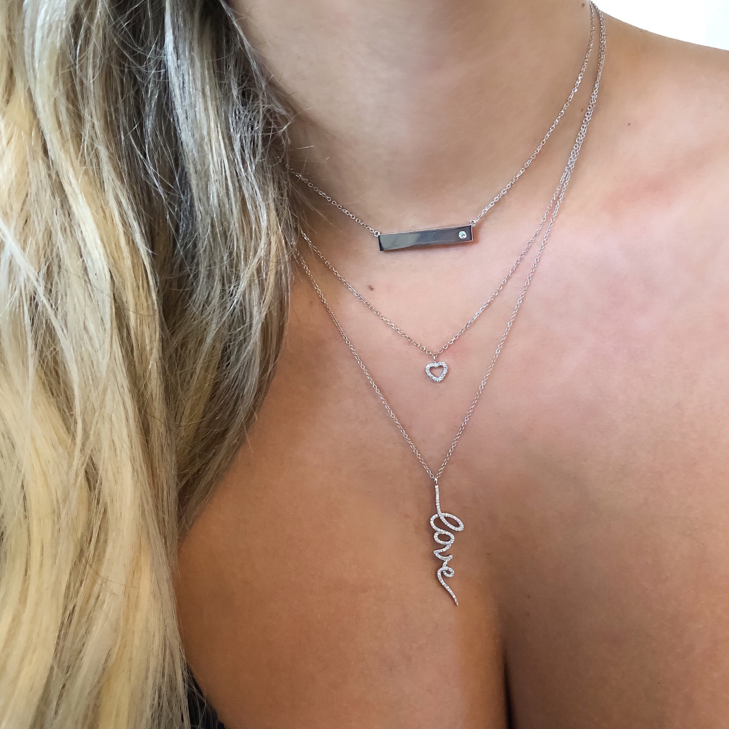 Vertical Script Love Necklace
