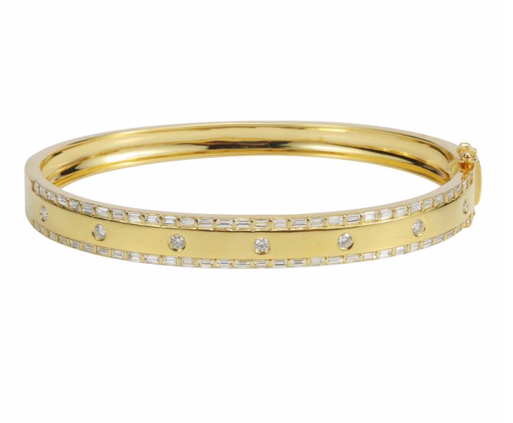 Baguette Bordered + Diamond Stations Bangle